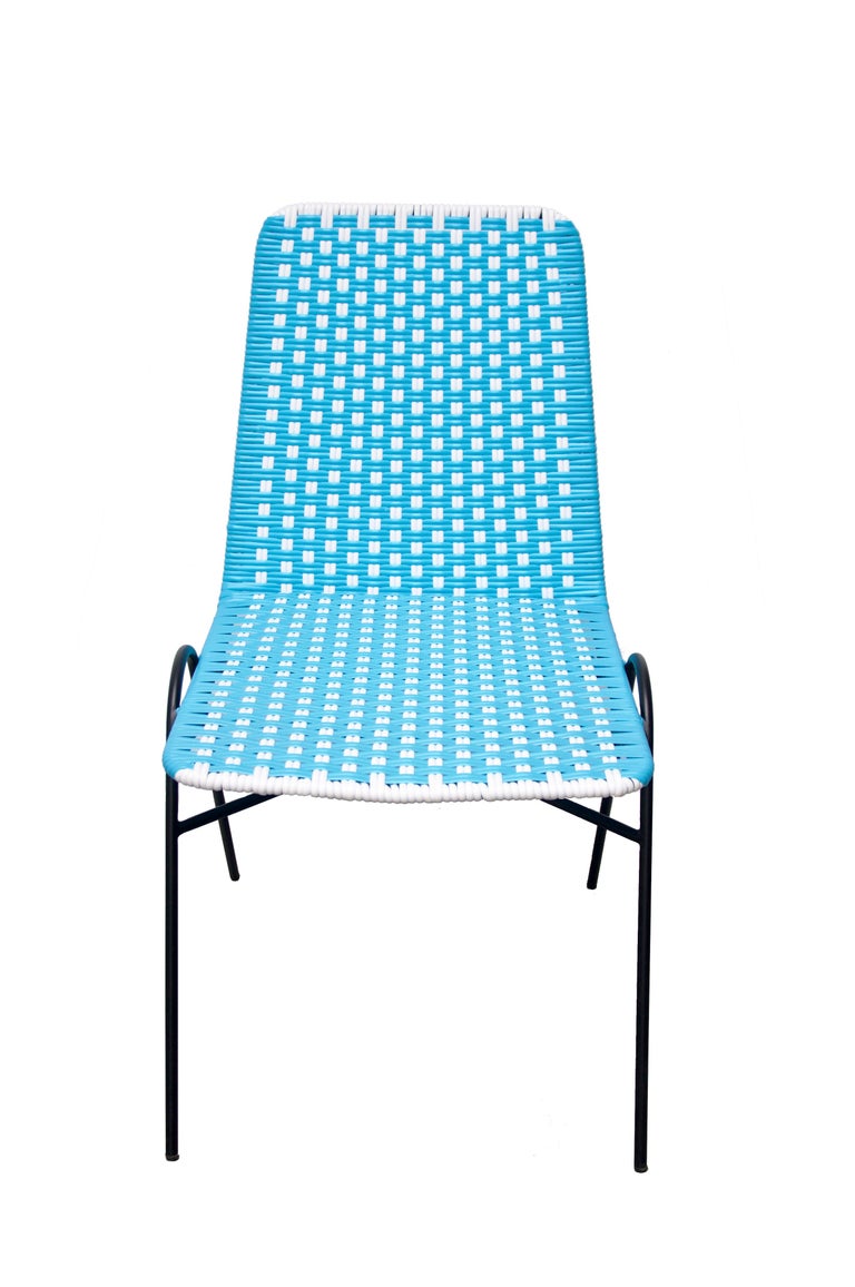 Indoor and Outdoor Stackable Blue Patio Dining Chair by Frida and Blu