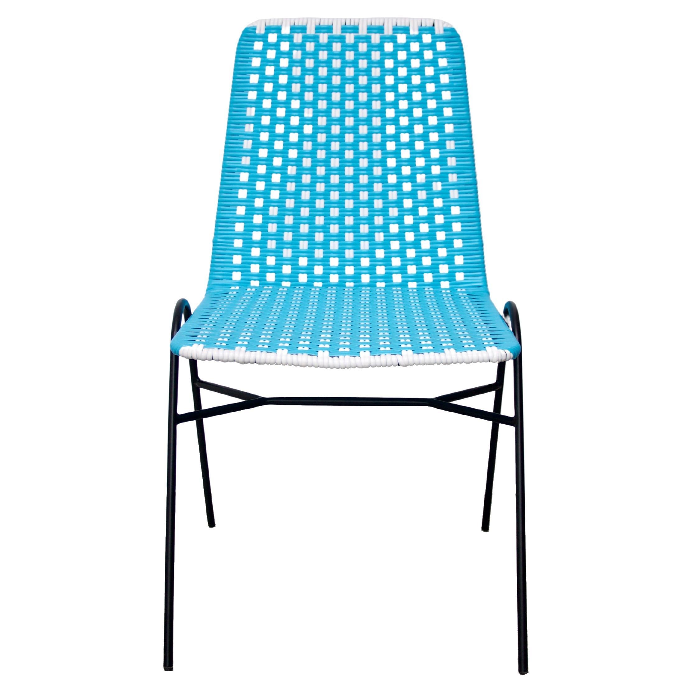 Indoor and Outdoor Stackable Blue Patio Dining Chair by Frida 
Blu
