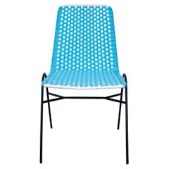 Chaise de salle à manger de patio empilable bleue pour l'intérieur et l'extérieur par Frida & Blu