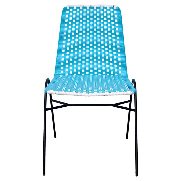 Indoor and Outdoor Stackable Blue Patio Dining Chair by Frida and Blu