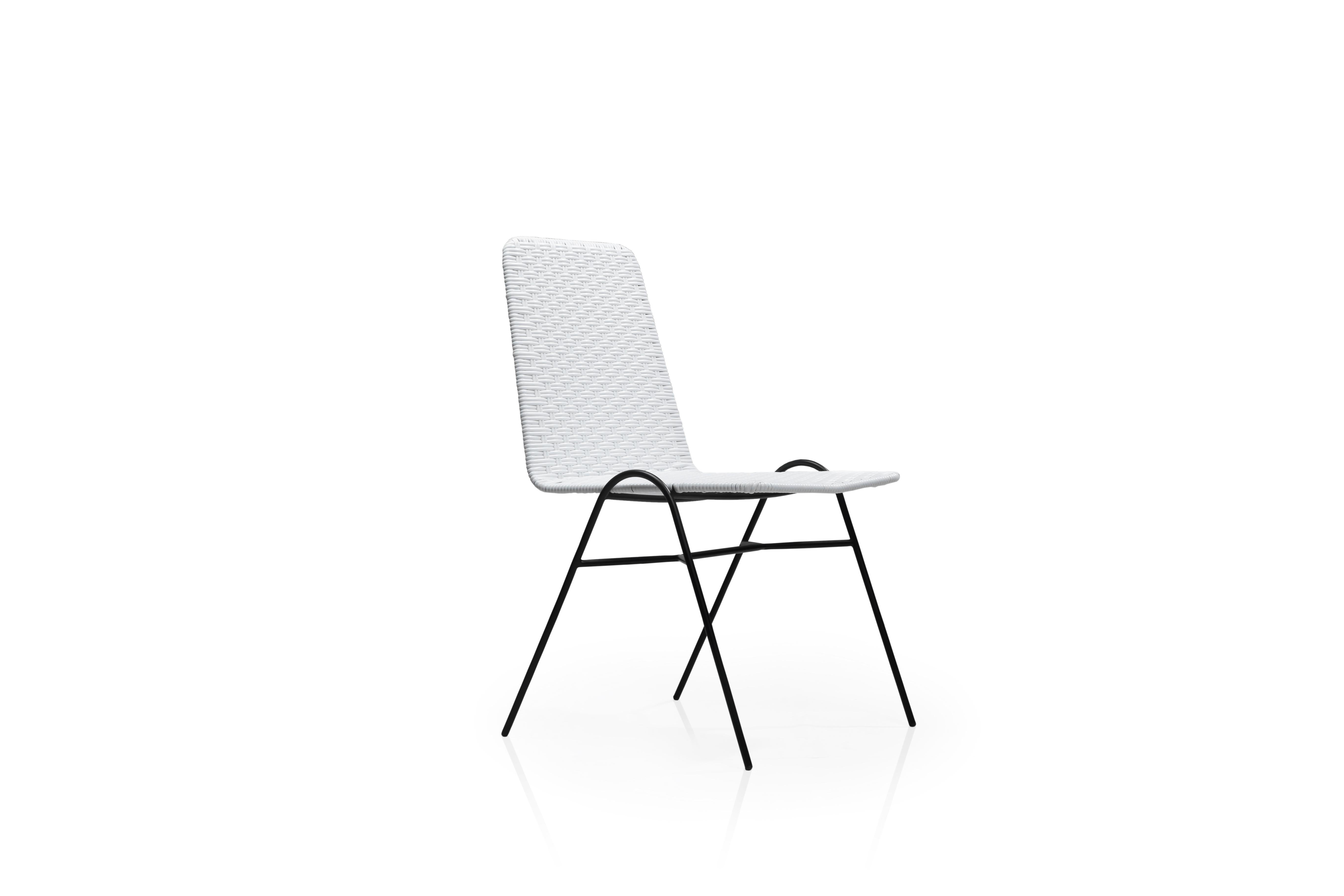 Indonesian Indoor and Outdoor Stackable White Patio Dining Chair by Frida & Blu For Sale