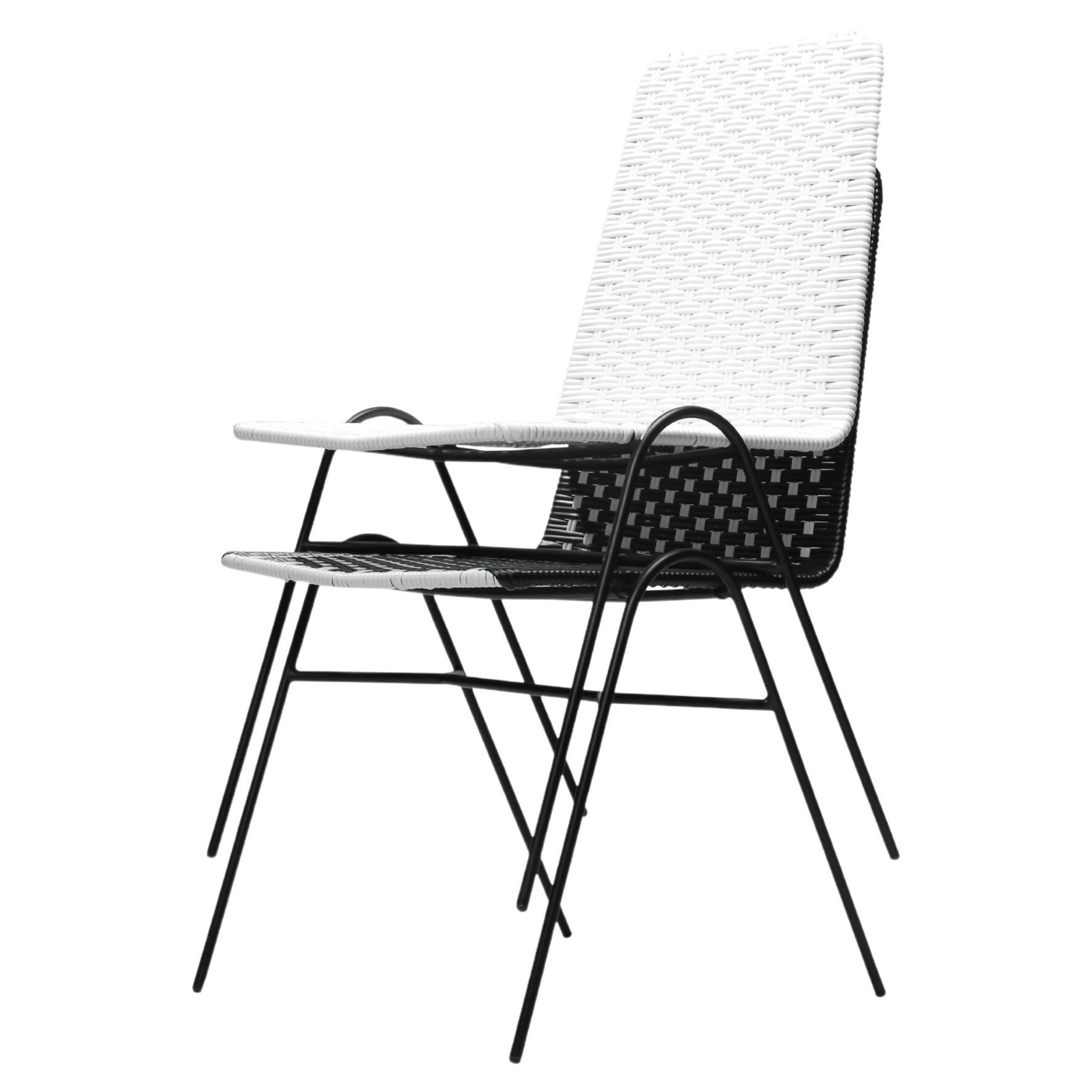 Contemporary Indoor and Outdoor Stackable White Patio Dining Chair by Frida & Blu For Sale