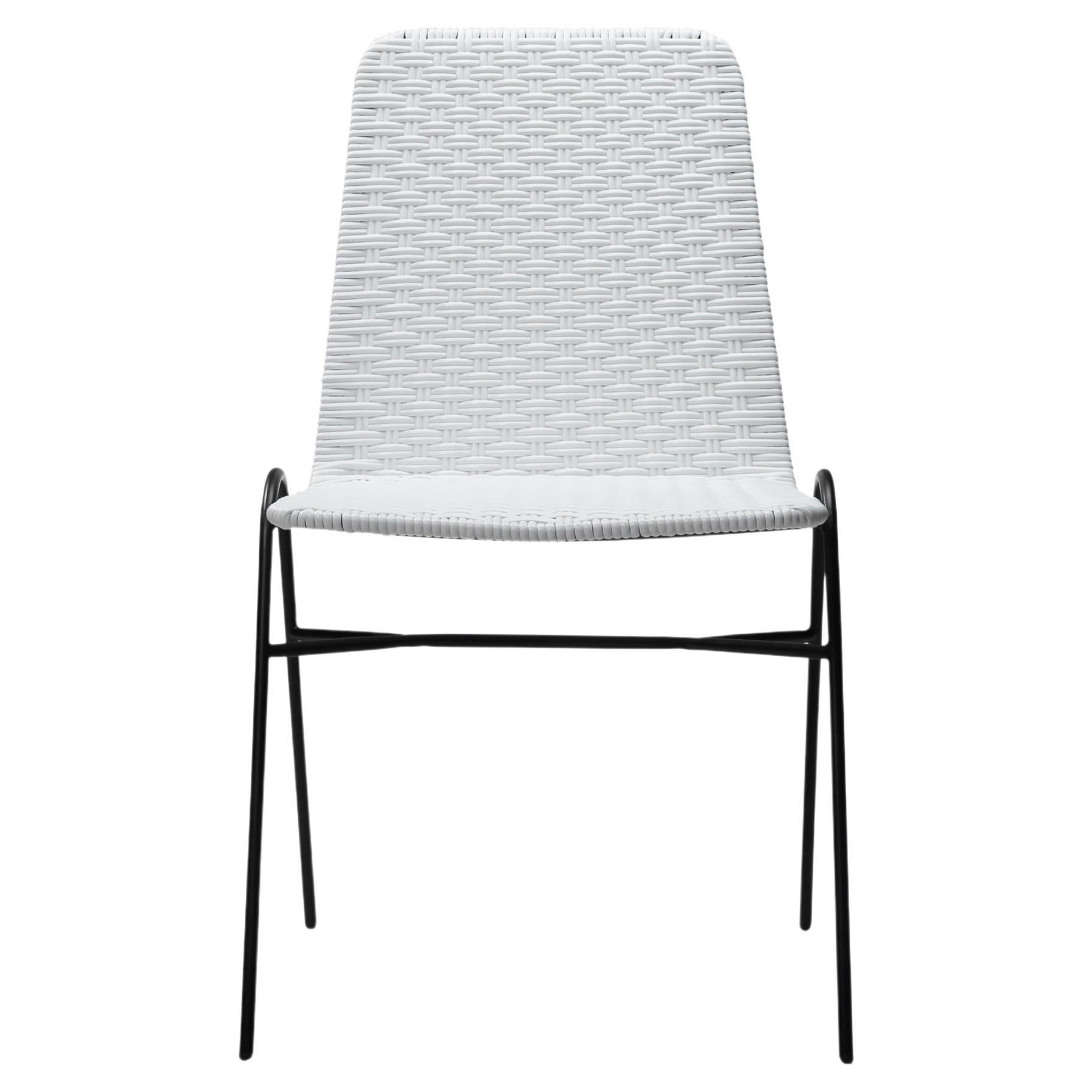 Indoor and Outdoor Stackable White Patio Dining Chair by Frida & Blu