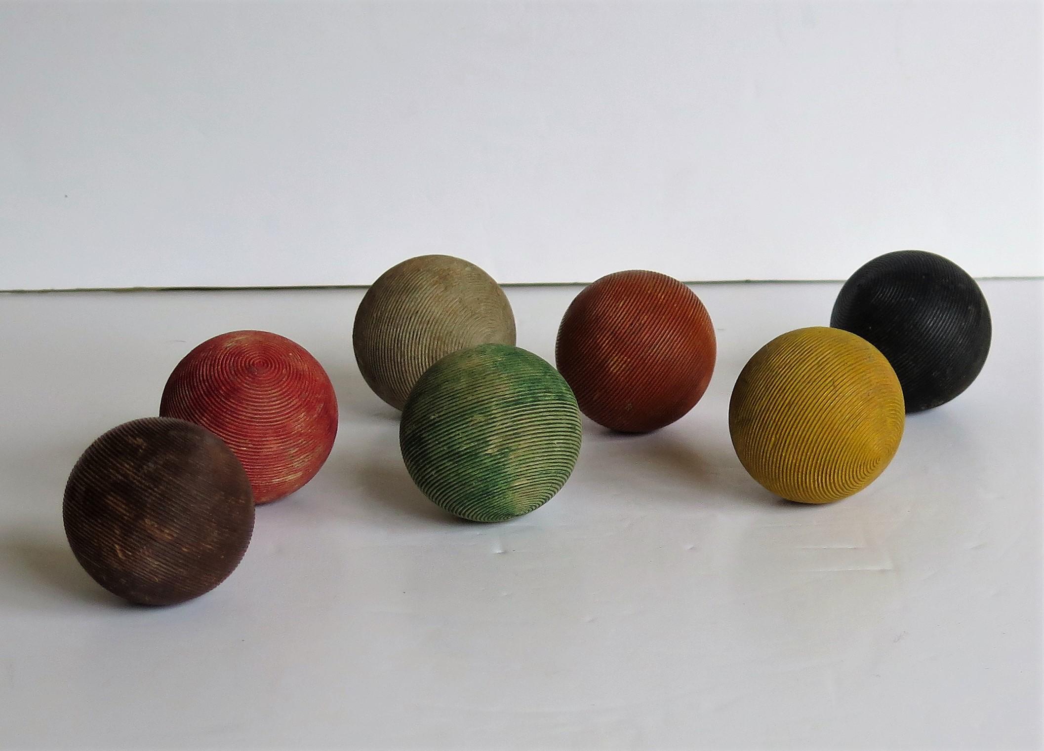 Indoor Croquet Set Game for 7 Players in Jointed Wood Box, Early 20th Century For Sale 2