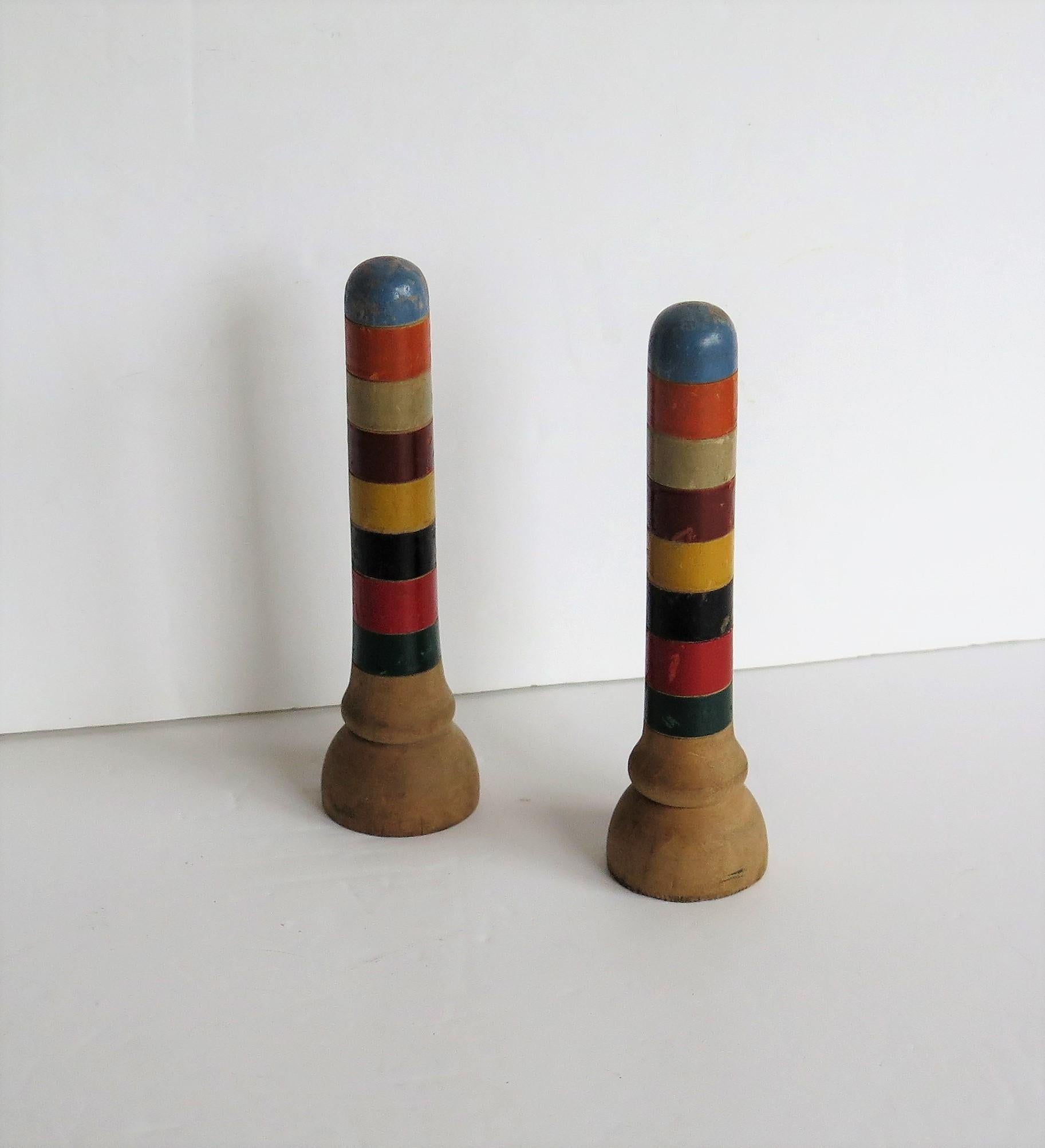 Indoor Croquet Set Game for 7 Players in Jointed Wood Box, Early 20th Century For Sale 5