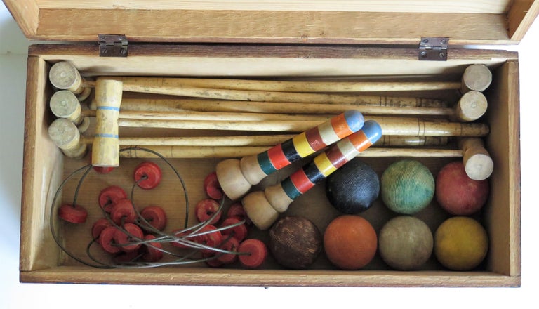 Ancien jeu 'Croquet de Table' en bois - Jouet vintage années 50