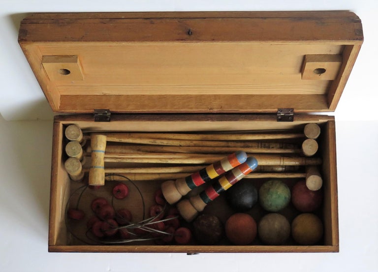 Jeu De Croquet Miniature Ancien En Bois - Jeu De Table Vintage - Fabrication France