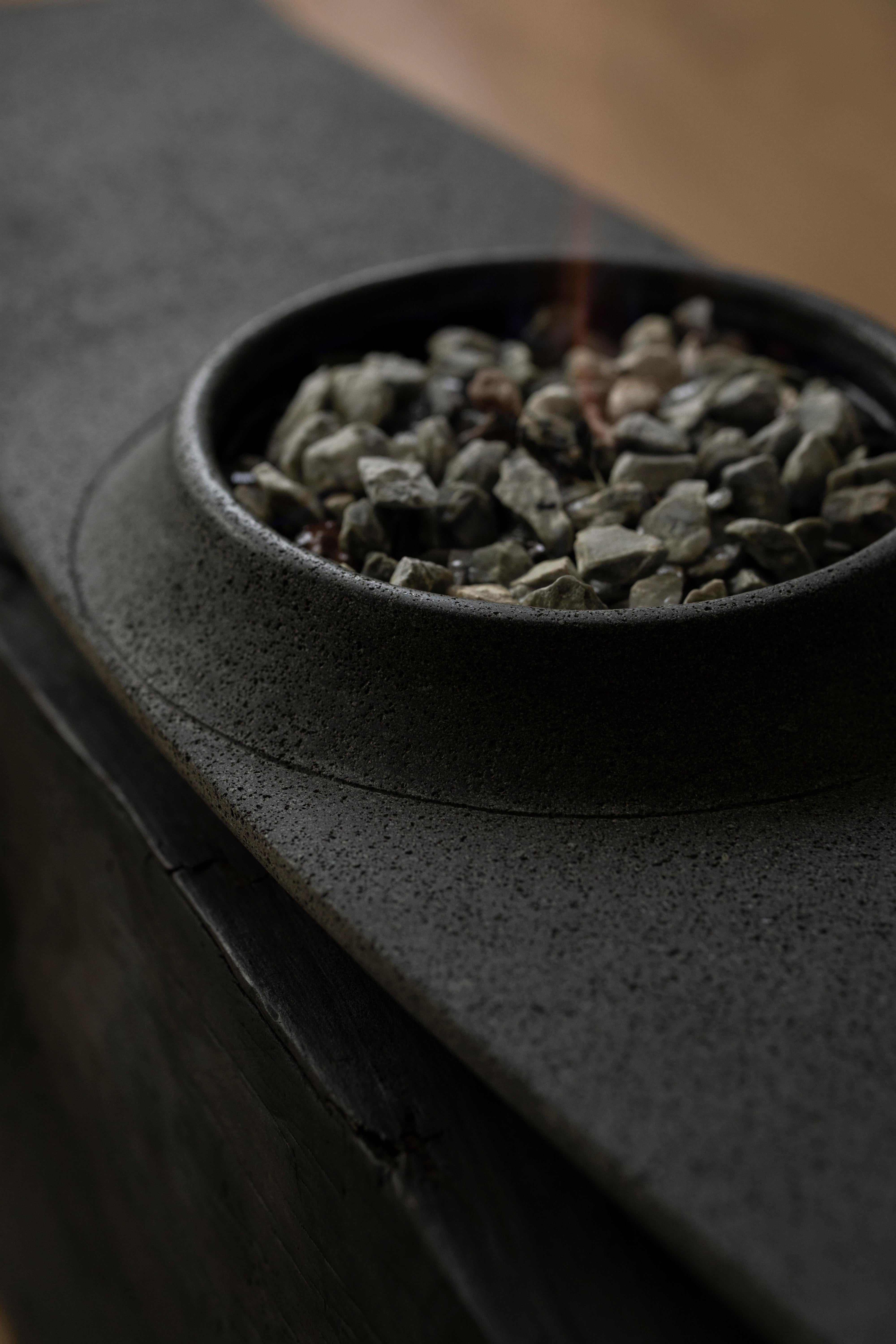 Indoor Fusina Fire Pit made in natural volcanic stone In New Condition For Sale In Mexico City, ME