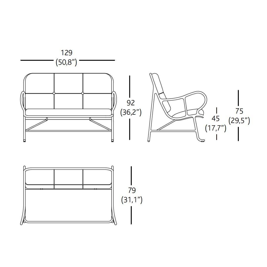 Aluminum Gardenias sofa bench bt Jaime Hayon, grey fabric, steel structure Spanish design For Sale
