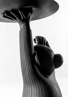 Indoor Glide Black Concrete Monkey Side Table by Jaime Hyon