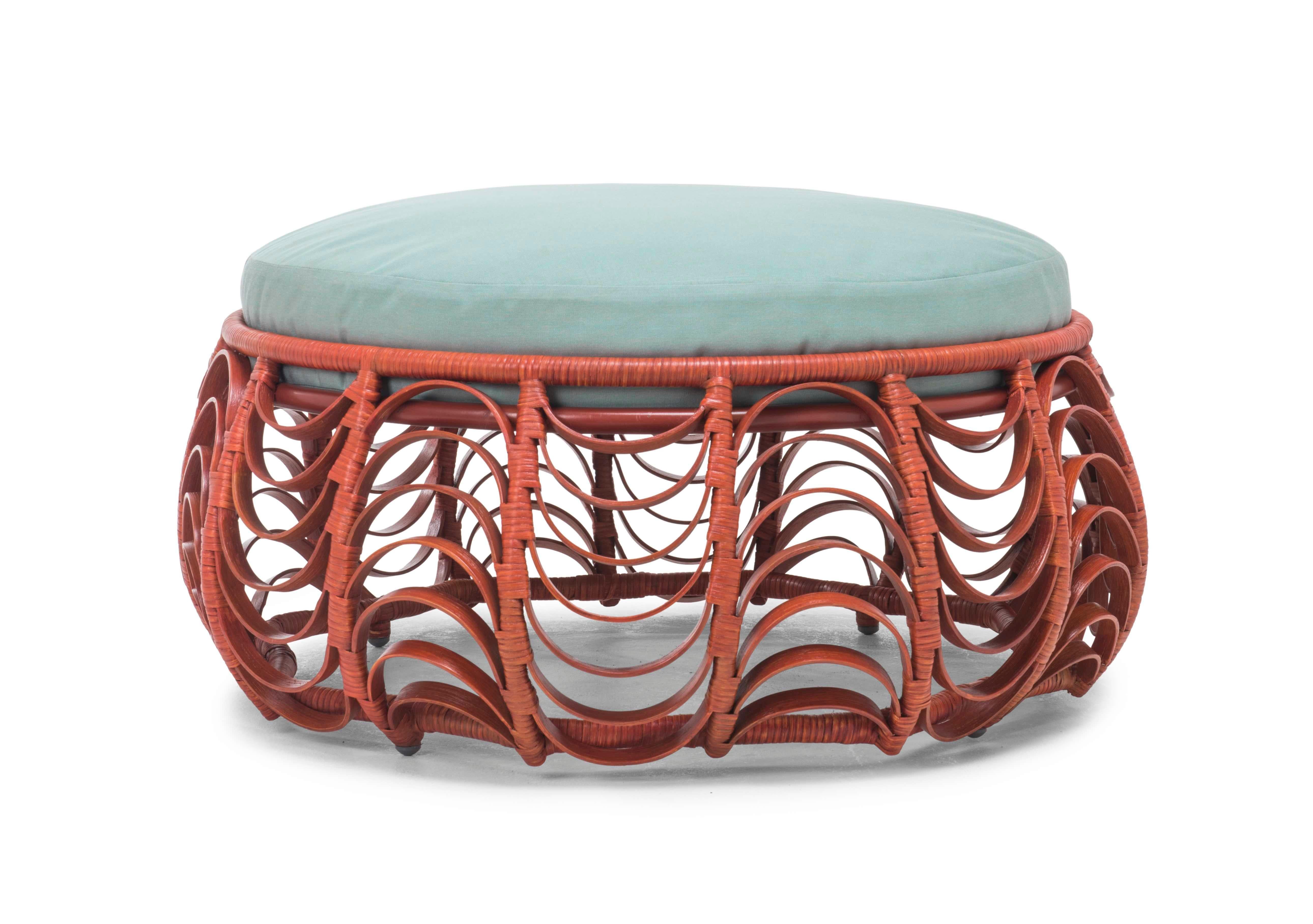 Indoor lasso ottoman by Kenneth Cobonpue
Materials: Rattan, steel. 
Also available in other colors and for outdoors.
Dimensions: diameter 90 cm x height 40cm 

Drift away on a flight of dreams in Lasso, a visual expression of the story of