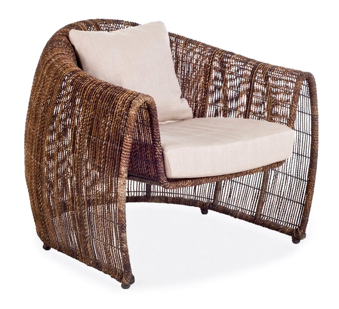 Indoor Lulu Easy armchair by Kenneth Cobonpue
Materials: Abaca, Nylon, Steel. 
Also available in other colors and for outdoors.
Dimensions: 87.5 cm x 90 cm x H 76 cm

Lulu adds grace to any space with its clean, nest-like silhouette. Its open