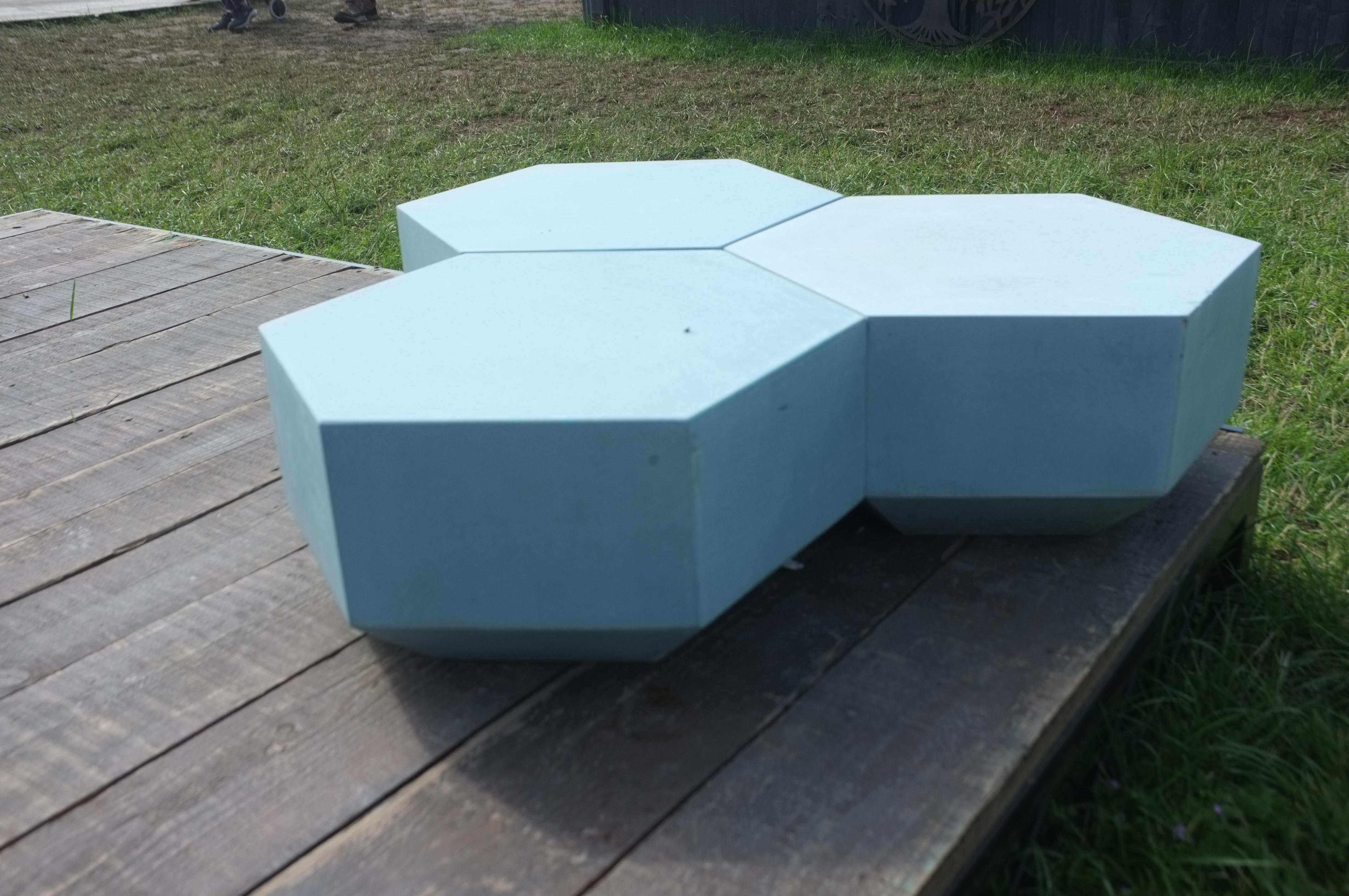 Modern Indoor or Outdoor Concrete Hex-Coffee Table, 24 cm tall For Sale