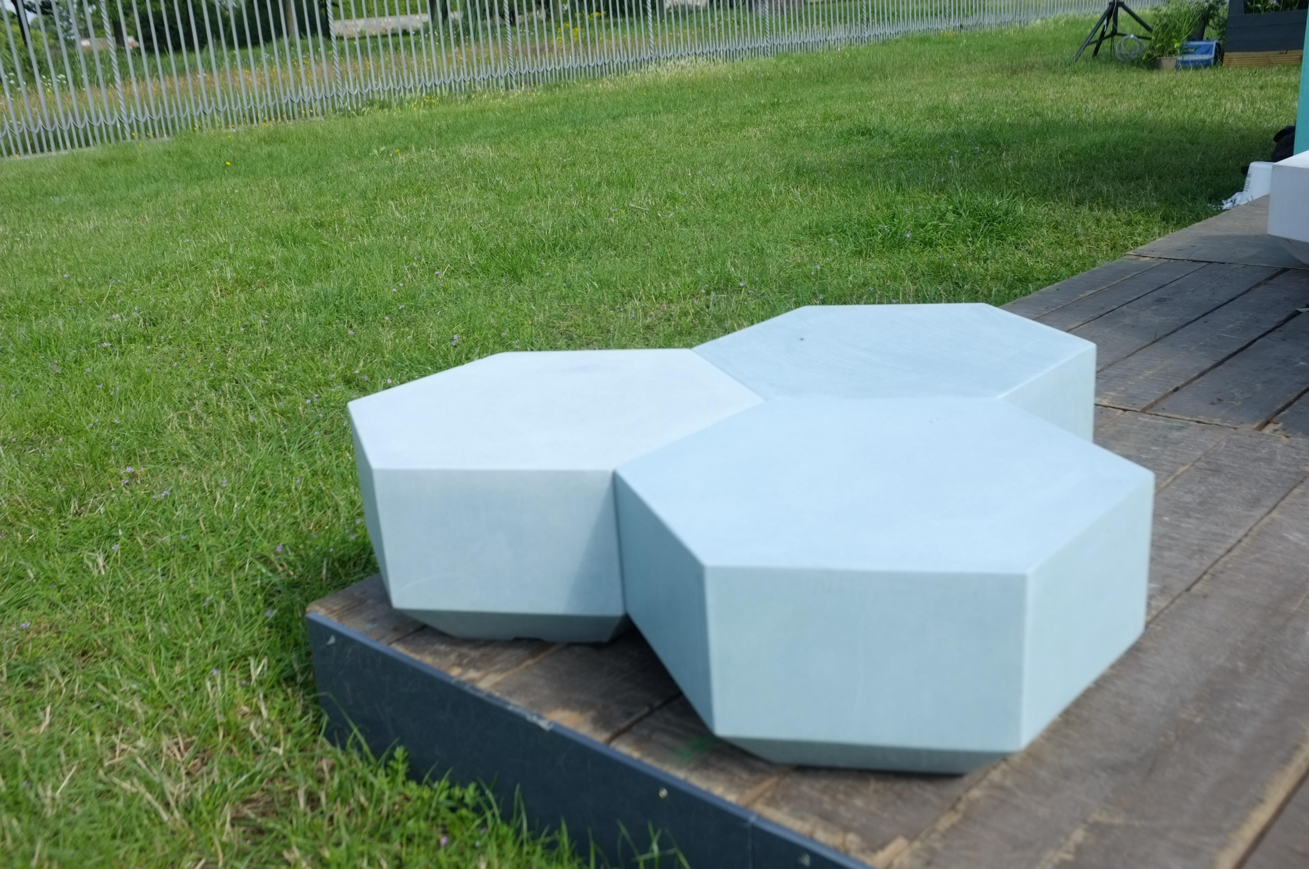 British Indoor or Outdoor Concrete Hex-Coffee Table, 24 cm tall For Sale