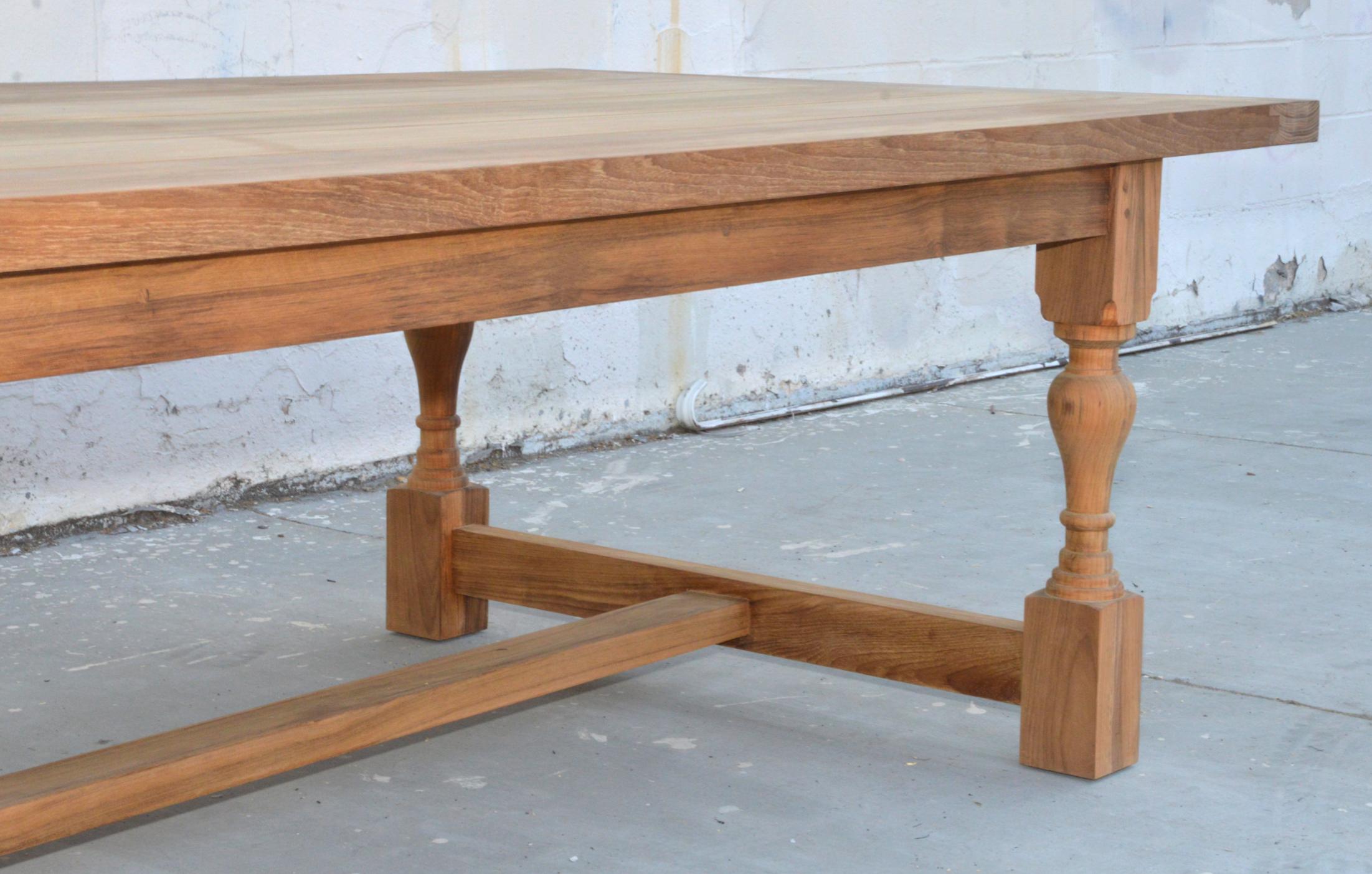 Hand-Crafted Indoor or Outdoor Teak Dining Table For Sale