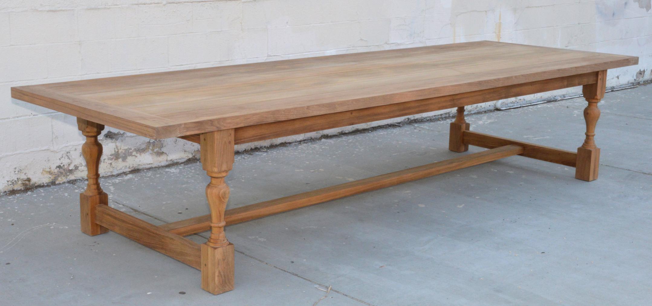 Indoor or Outdoor Teak Dining Table In Excellent Condition For Sale In Los Angeles, CA