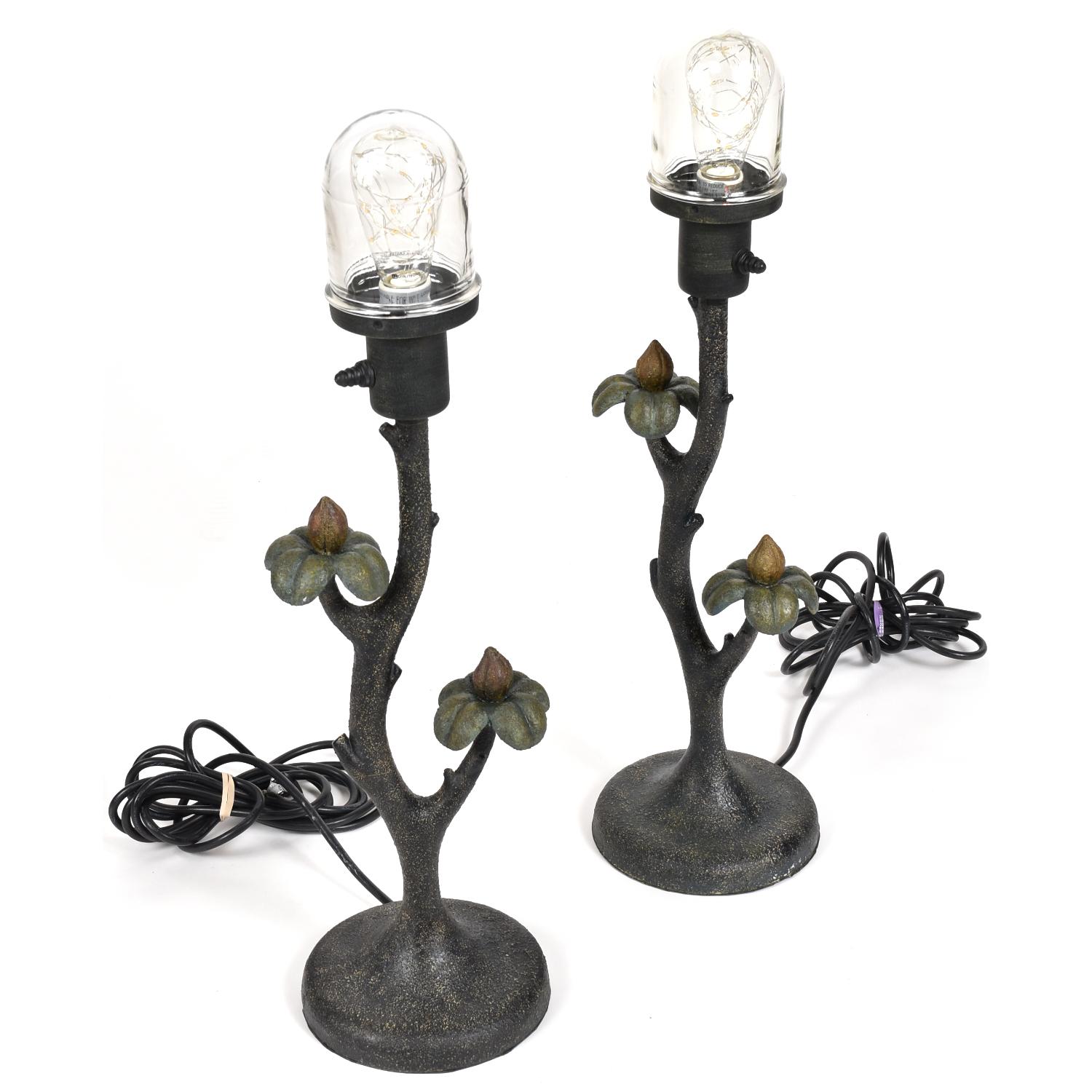 Hollywood Regency Indoor Outdoor Arts & Crafts Style Floral Table Lamps For Sale