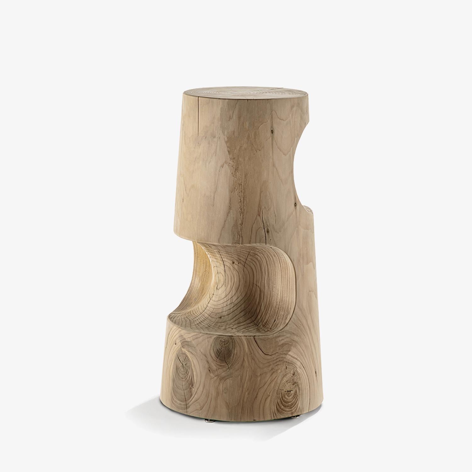 Modern Indoor/Outdoor Barstool Carved from a Single Block of Scented Cedarwood For Sale