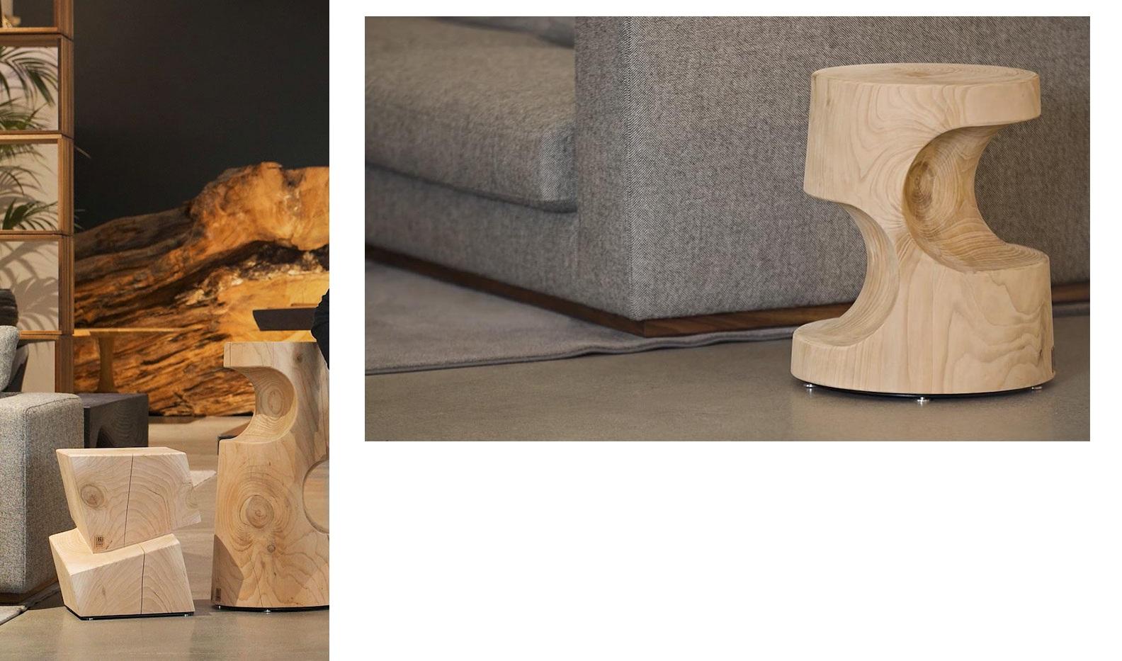 Italian Indoor/Outdoor Barstool Carved from a Single Block of Scented Cedarwood For Sale