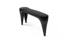 Indoor/Outdoor Biomorphic Console Table In Charcoal Textured Plaster Finish