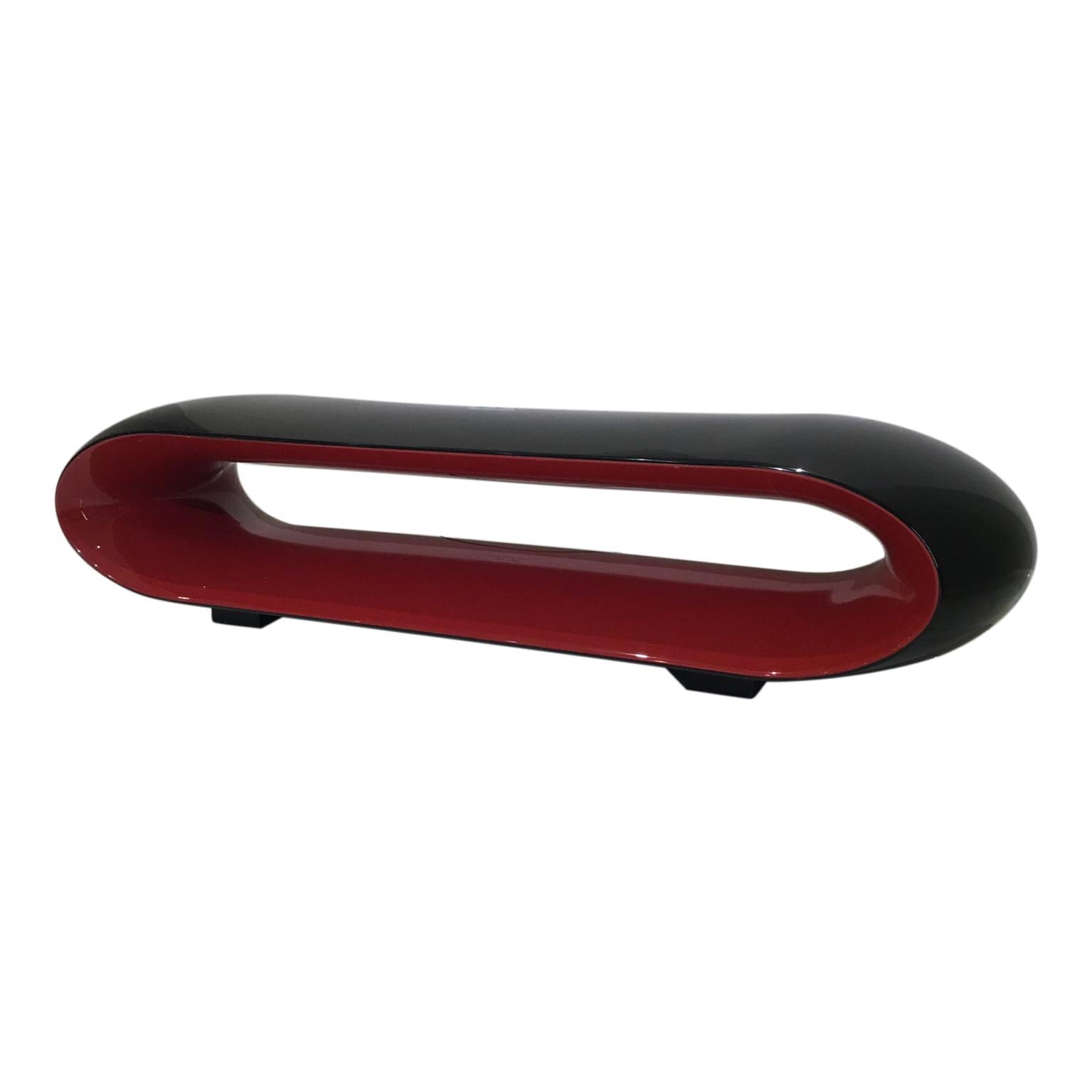 Indoor / Outdoor Black and Red Glossy Lacquered Bench by Christophe Pillet For Sale