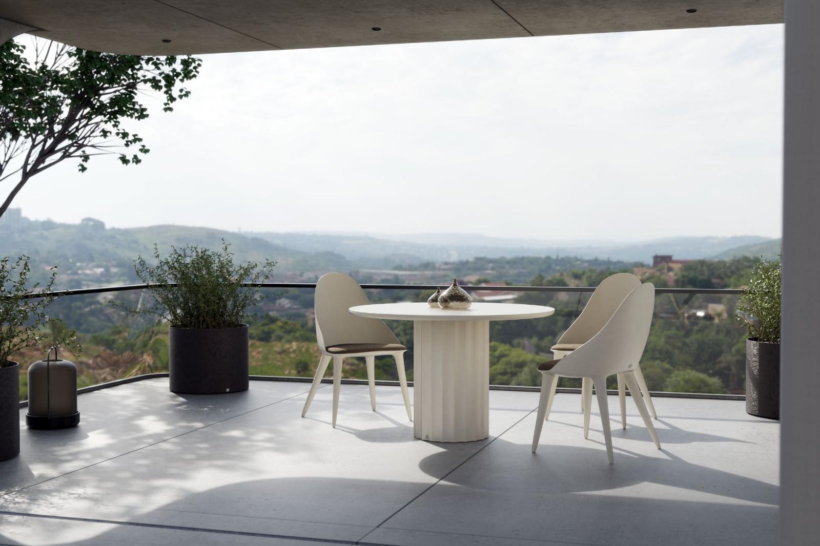 Modern Indoor/Outdoor Dining Table In Matte White Lacquering For Sale