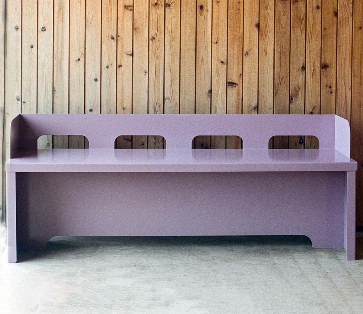 Indoor / Outdoor Lineage Bench in Powder-Coated Metal by Muhly Studio In Distressed Condition For Sale In Brooklyn, NY