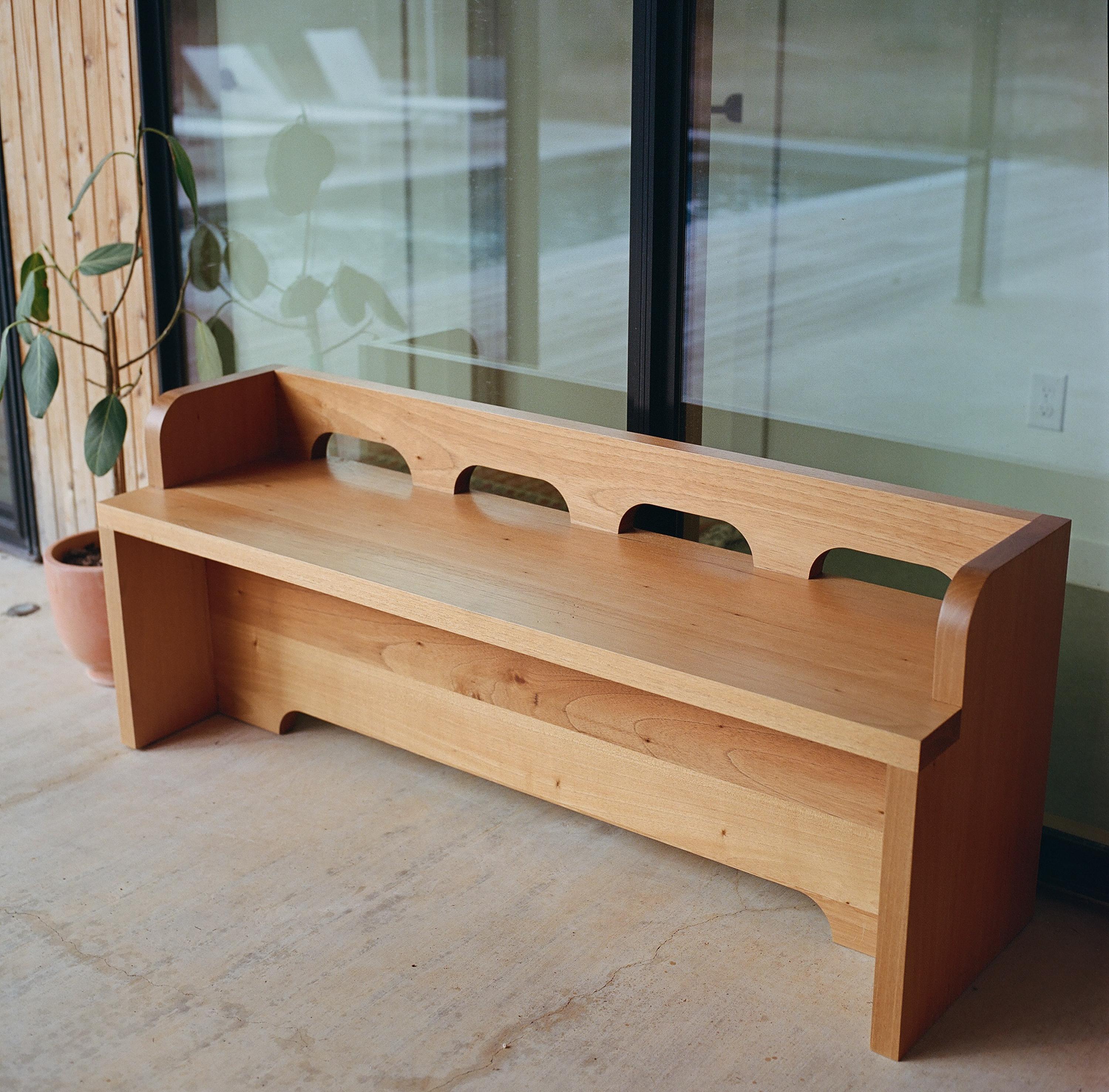 Indoor/Outdoor Lineage Bench in Spanish Cedar by Muhly Studio For Sale