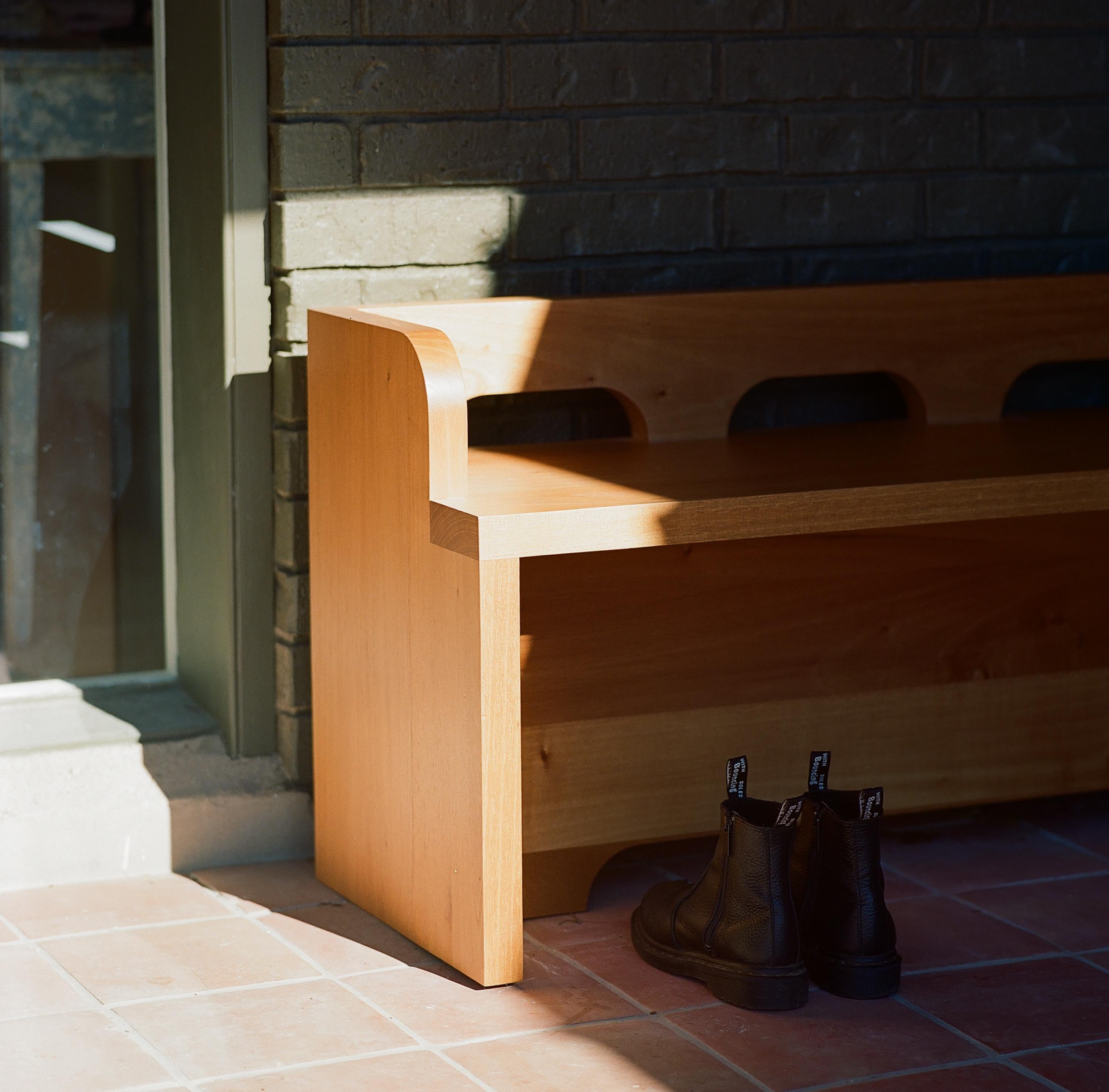 Indoor/Outdoor Lineage Bench in Spanish Cedar by Muhly Studio For Sale