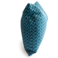 Indoor/Outdoor Lumbar Pillow with Blue Wave Pattern