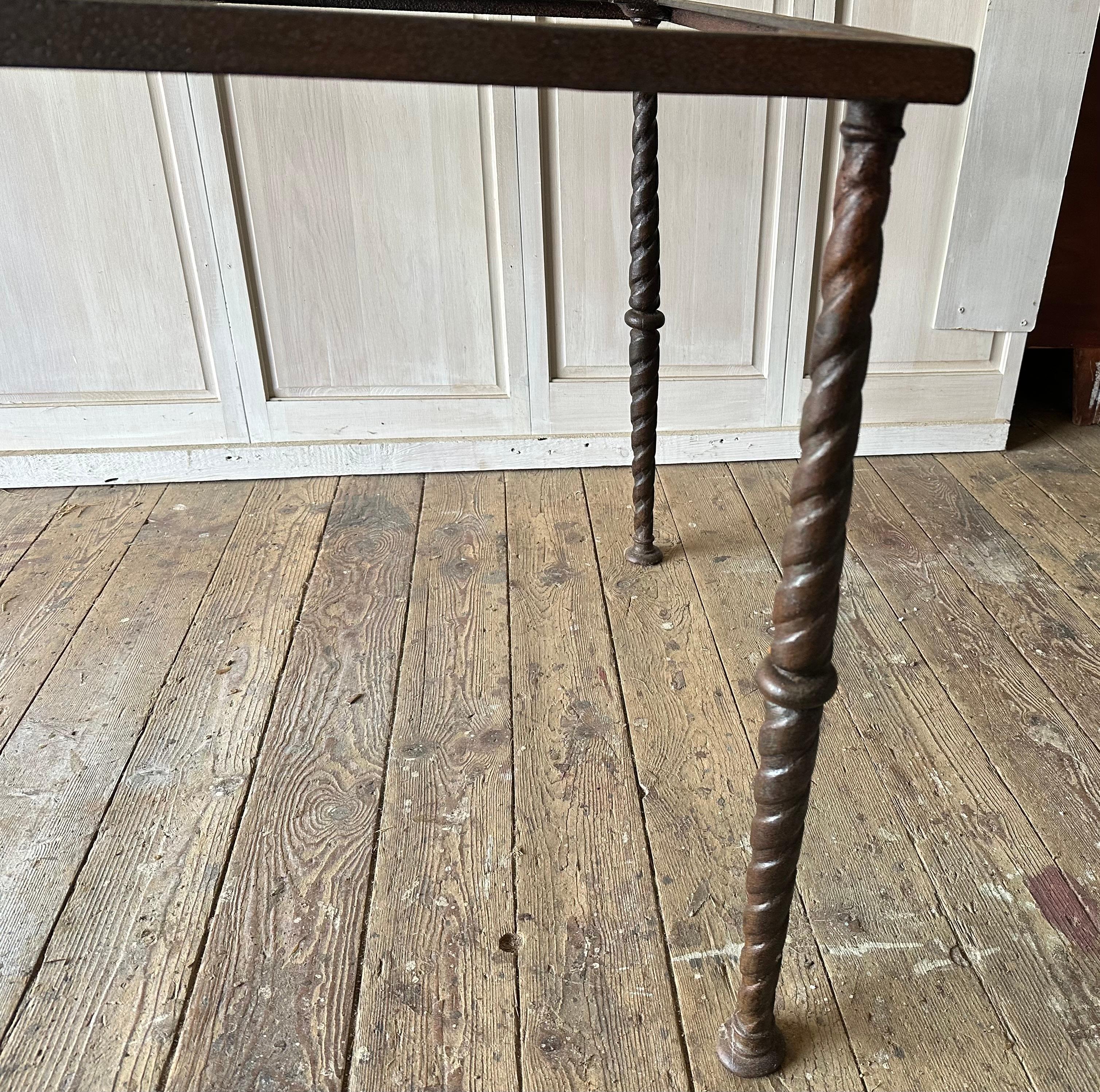 French Indoor/Outdoor Metal Base Dining Table For Sale