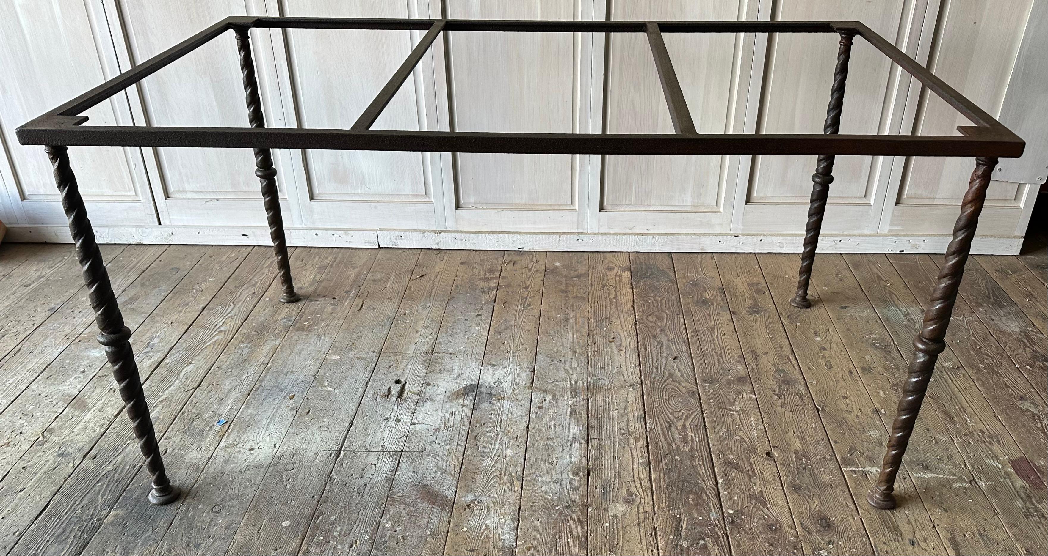 19th Century Indoor/Outdoor Metal Base Dining Table For Sale