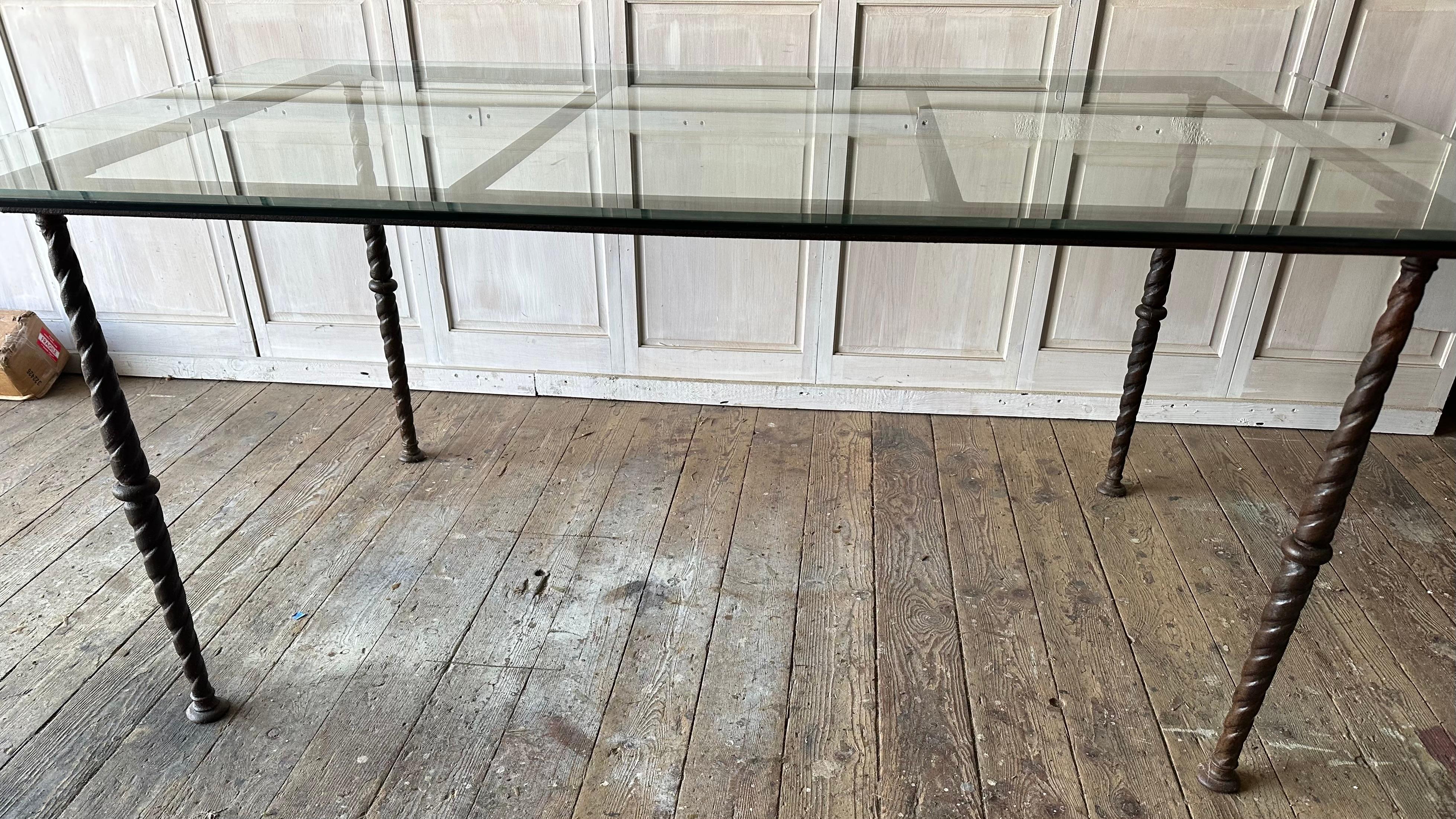Iron Indoor/Outdoor Metal Base Dining Table For Sale