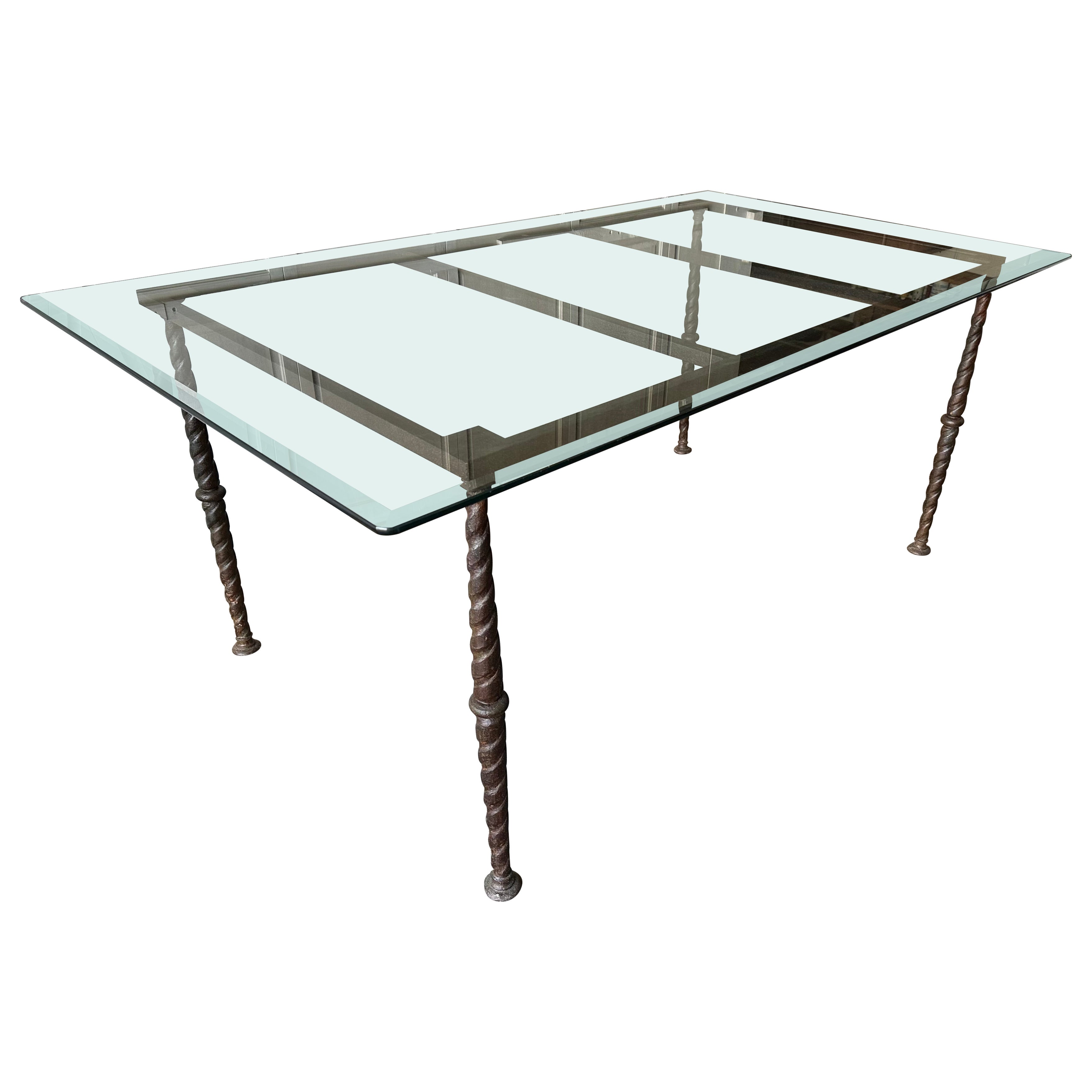 Indoor/Outdoor Metal Base Dining Table For Sale
