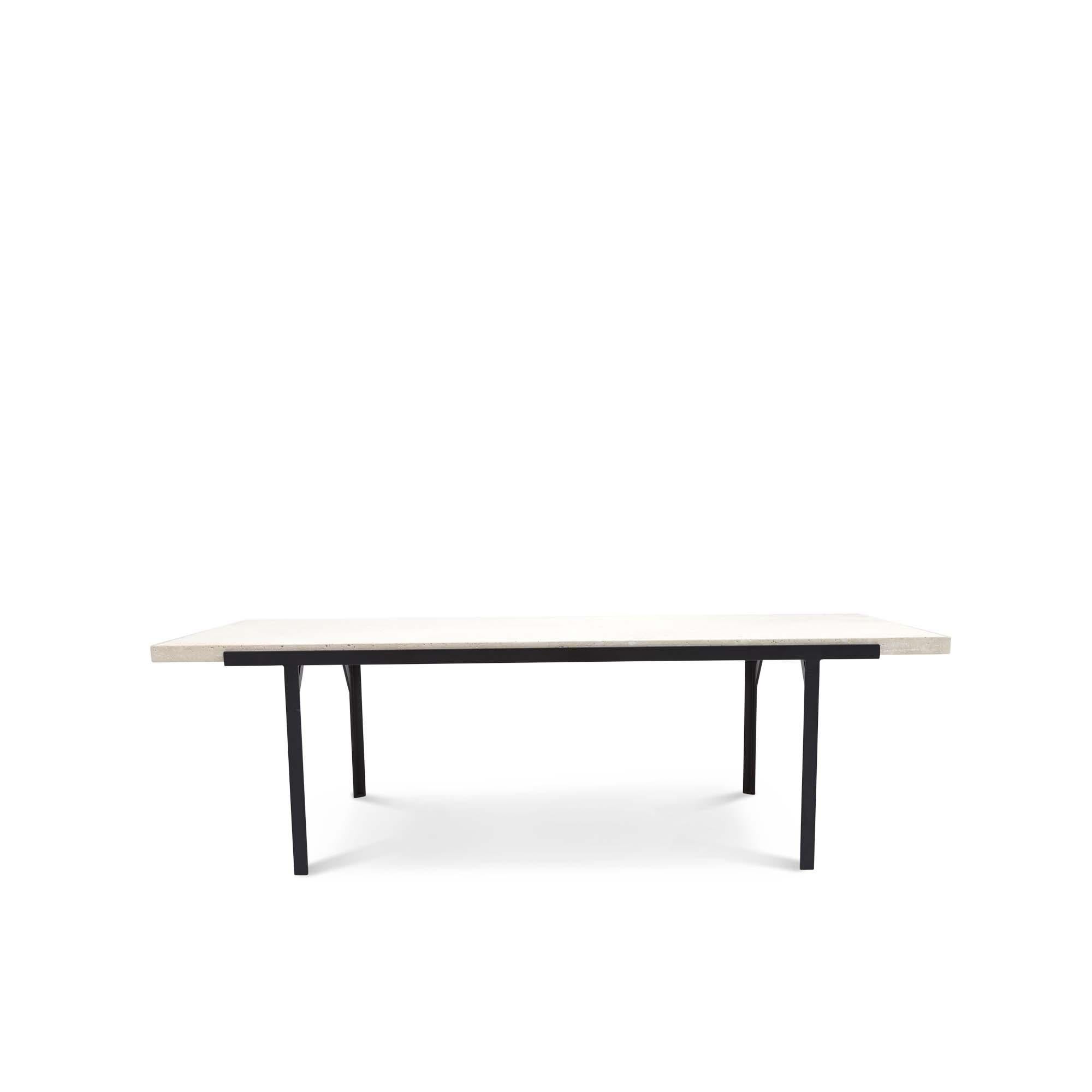 The Montrose coffee table features a powdercoated steel base with a minimal honed travertine stone top. For indoor or outdoor use.

The Lawson-Fenning Collection is designed and handmade in Los Angeles, California. Reach out to discover what