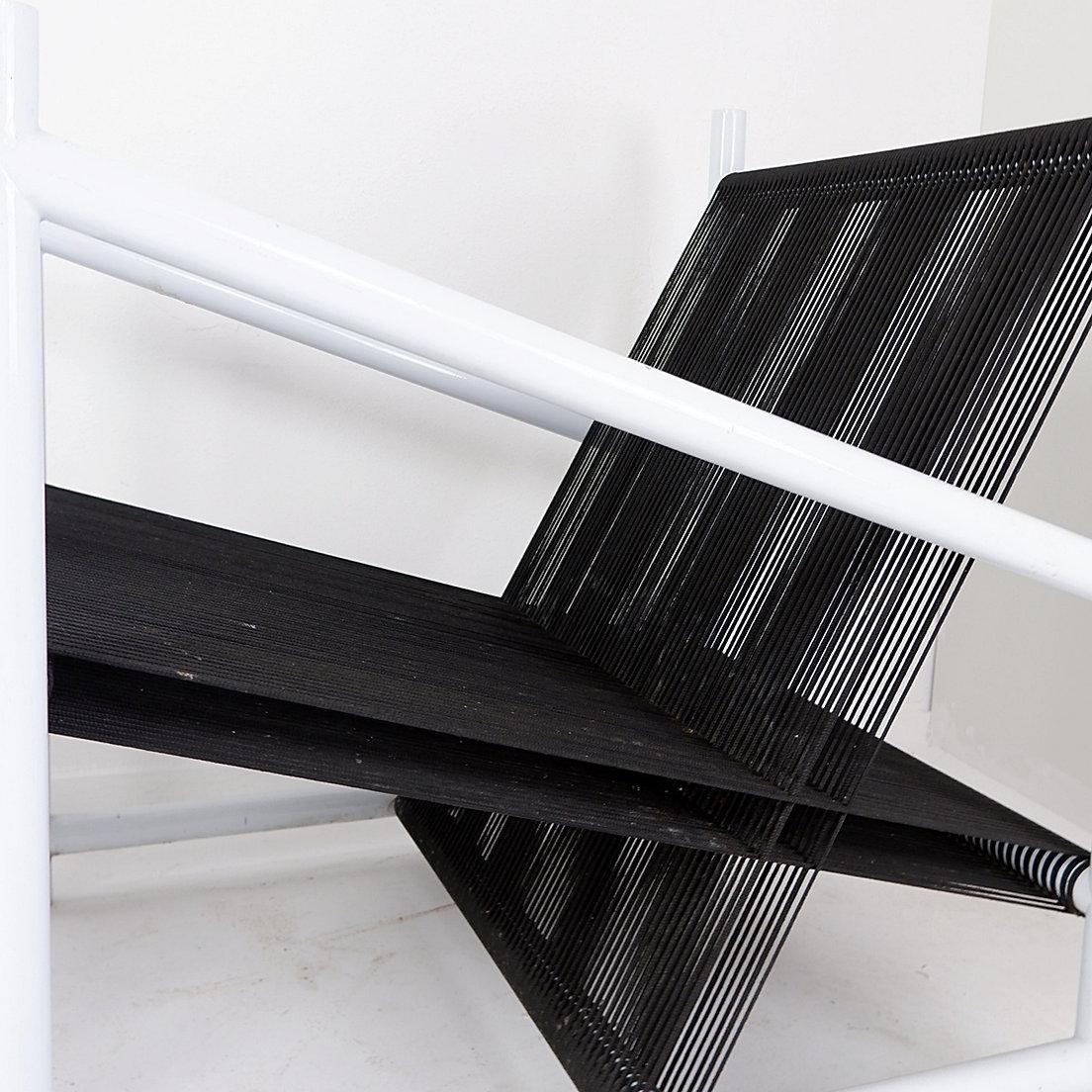 Minimalist Indoor/Outdoor pair of Black/White Armchairs - 20thc For Sale