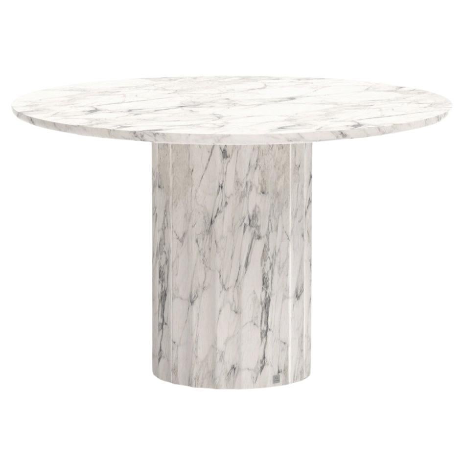Table ronde Plisse' Indoor/Outdoor avec finition en faux marbre - 6 places assises