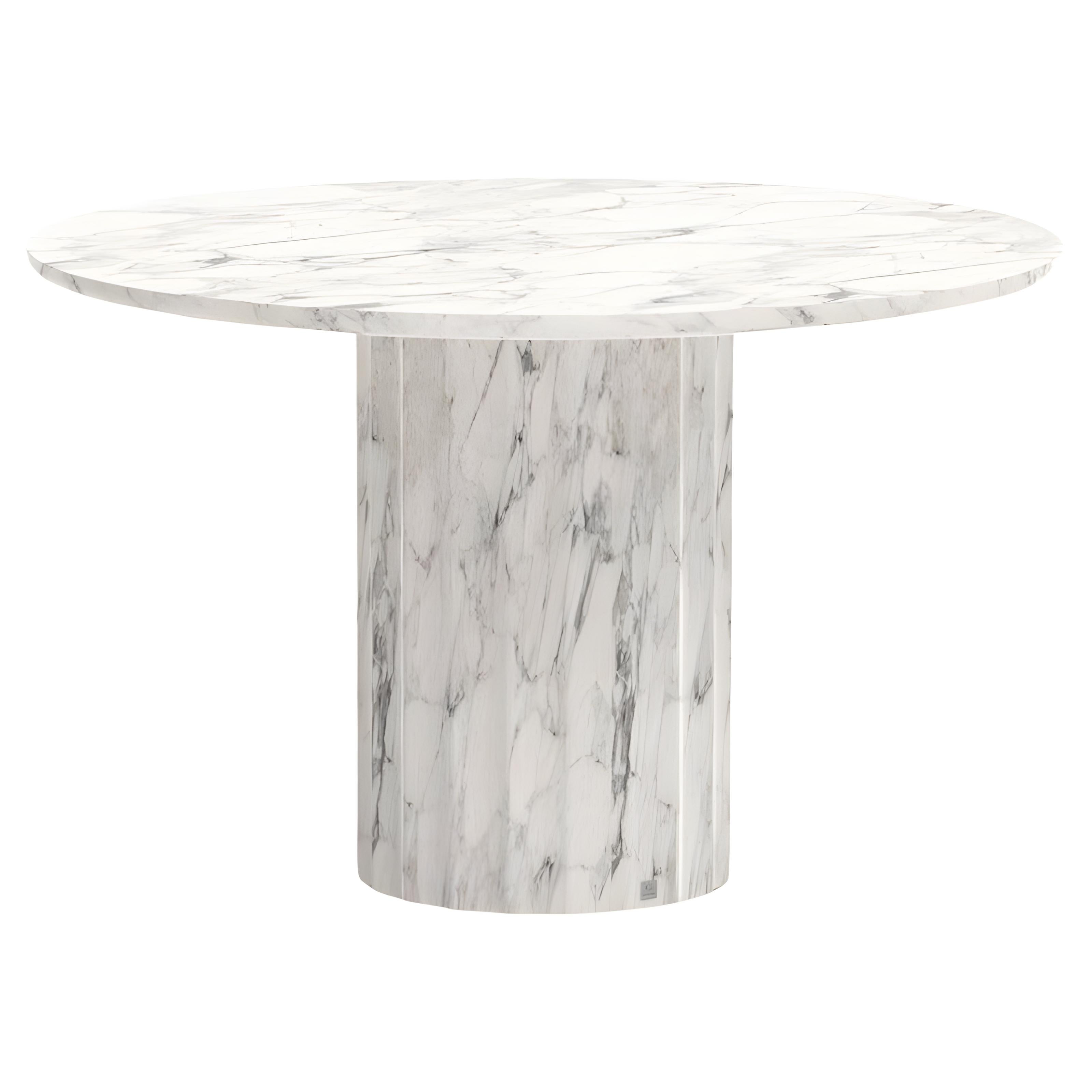 Indoor/Outdoor Plisse
 Round Table with Faux Marble Finish - Seats 6