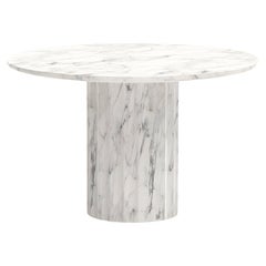 Indoor/Outdoor Plisse
 Round Table with Faux Marble Finish - Seats 6