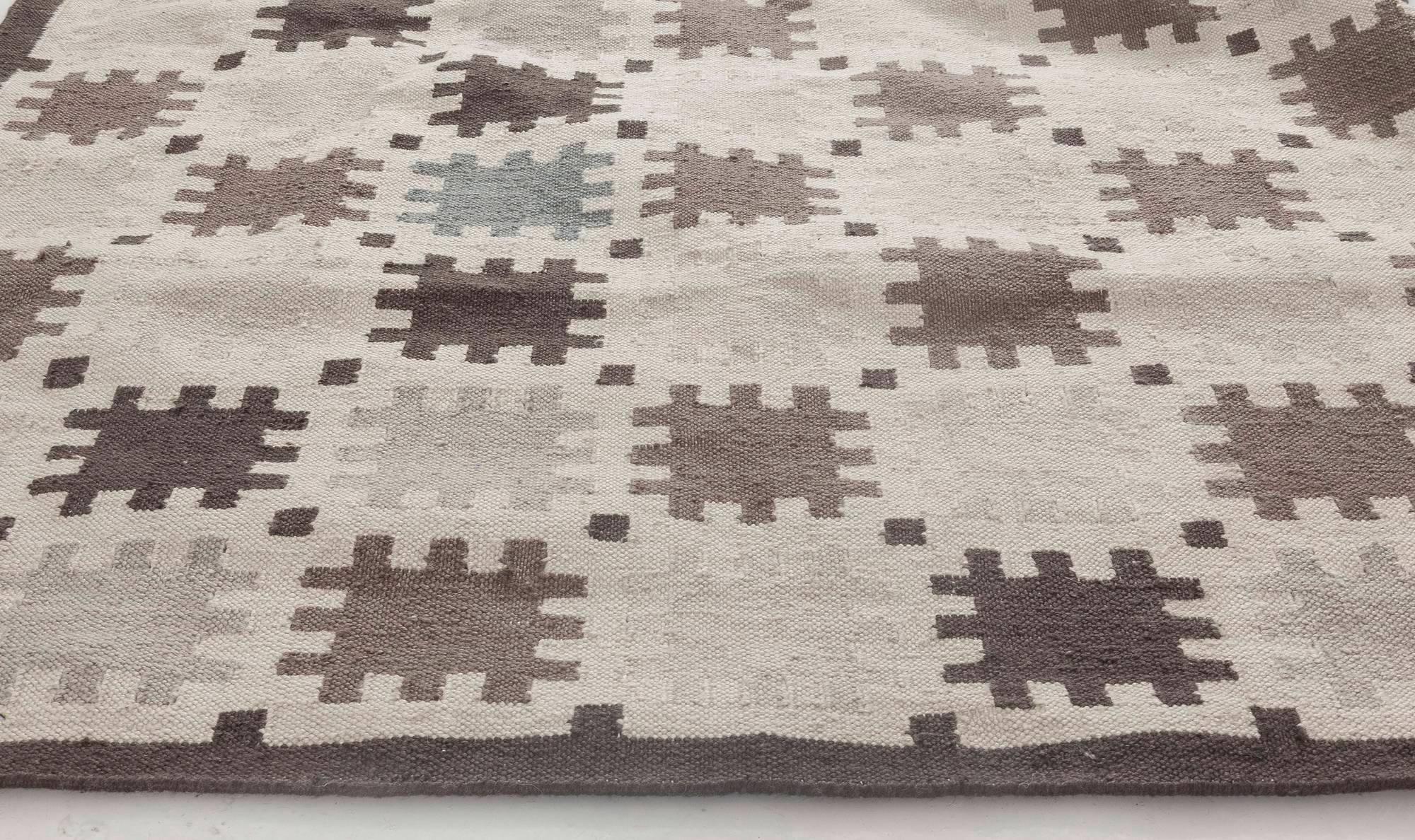 Indiano Tappeto in lana a trama piatta per interni e per esterni dal design scandinavo di Doris Leslie Blau in vendita