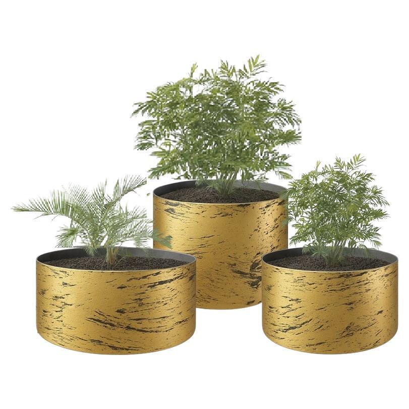Queste fioriere presentano un design elegante e contemporaneo che bilancia l'eleganza con la praticità. Realizzati in resina resistente e rifiniti con una sofisticata laccatura nera e oro, sono disponibili in diverse dimensioni per adattarsi a una