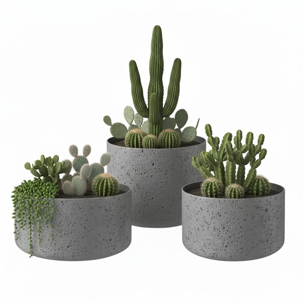Resina Set di 3 fioriere da interno/esterno in colori RAL personalizzati in vendita