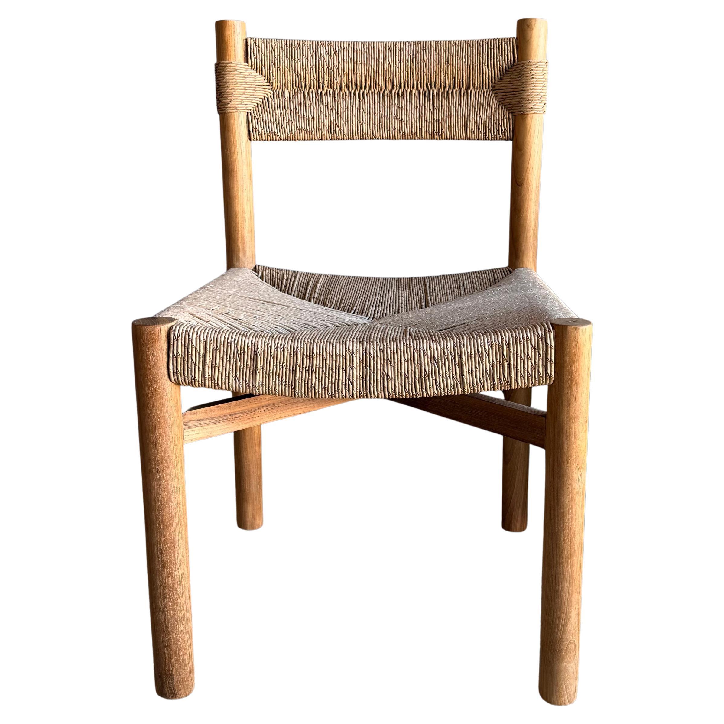 Indoor Outdoor Massiv Teakholz und geflochtene Twist Natural Rope Esszimmerstühle