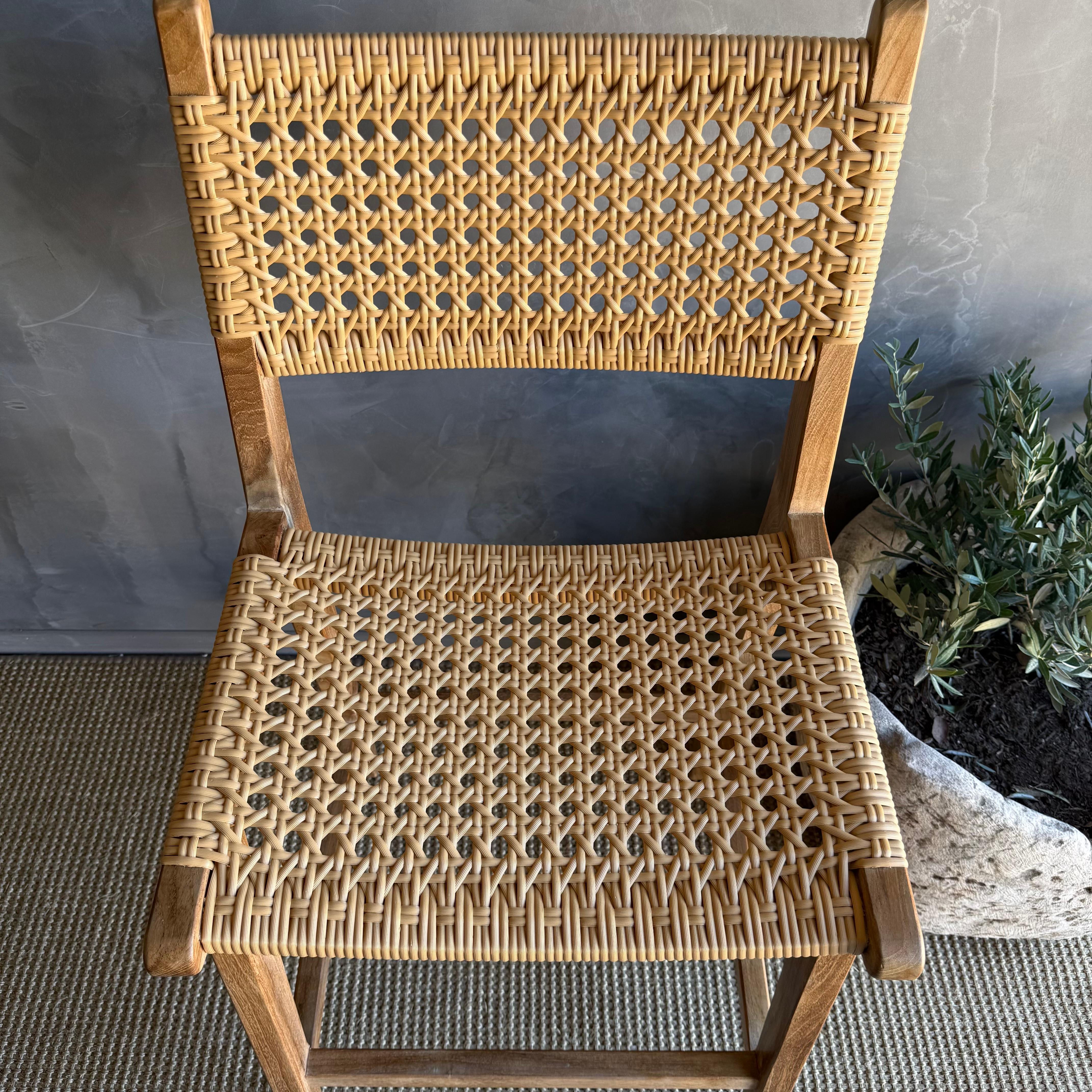 Indonesian Indoor Outdoor Solid Teak Wood Counter Height Stool For Sale