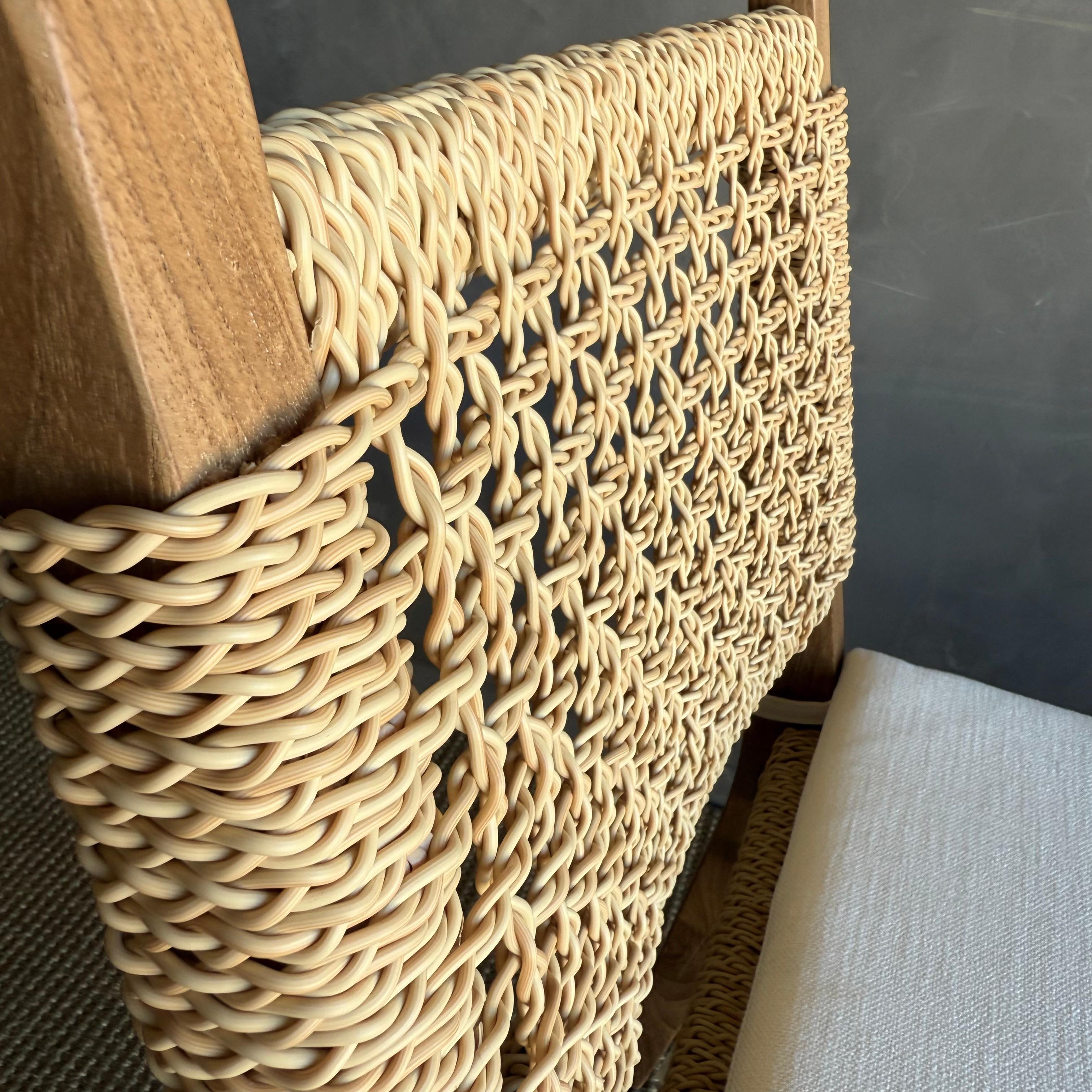 Indoor Outdoor Massiv Teakholz Esszimmerstühle mit geflochtenem Seil Design im Angebot 4