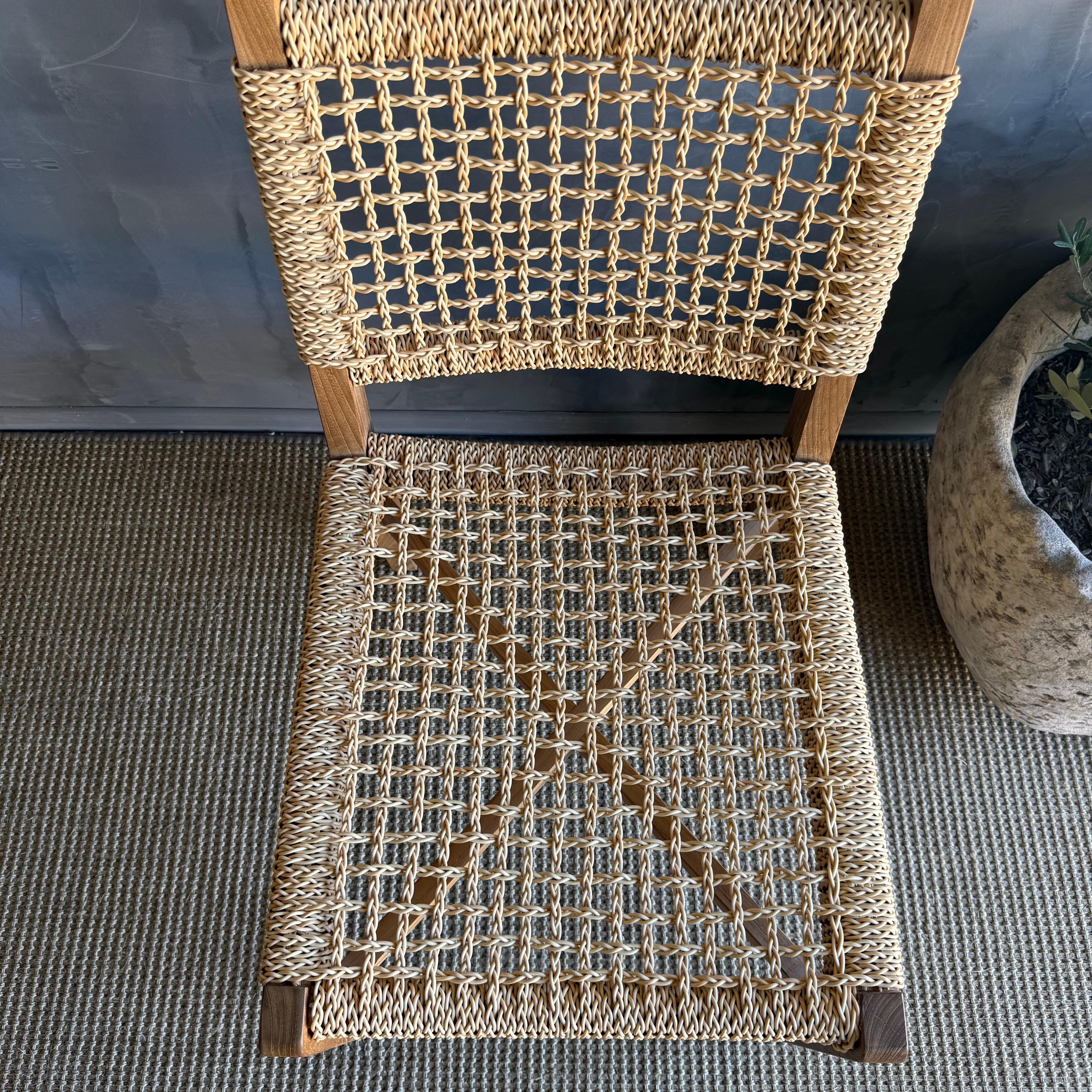 Indoor Outdoor Massiv Teakholz Esszimmerstühle mit geflochtenem Seil Design im Angebot 7