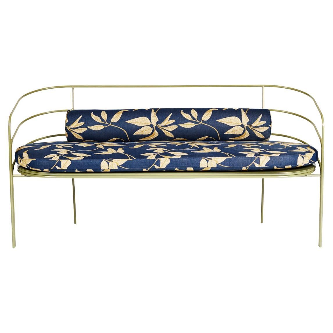 Indoor/Outdoor Steel-Framed DeMille Sofa in Modern Regency Style by Laun