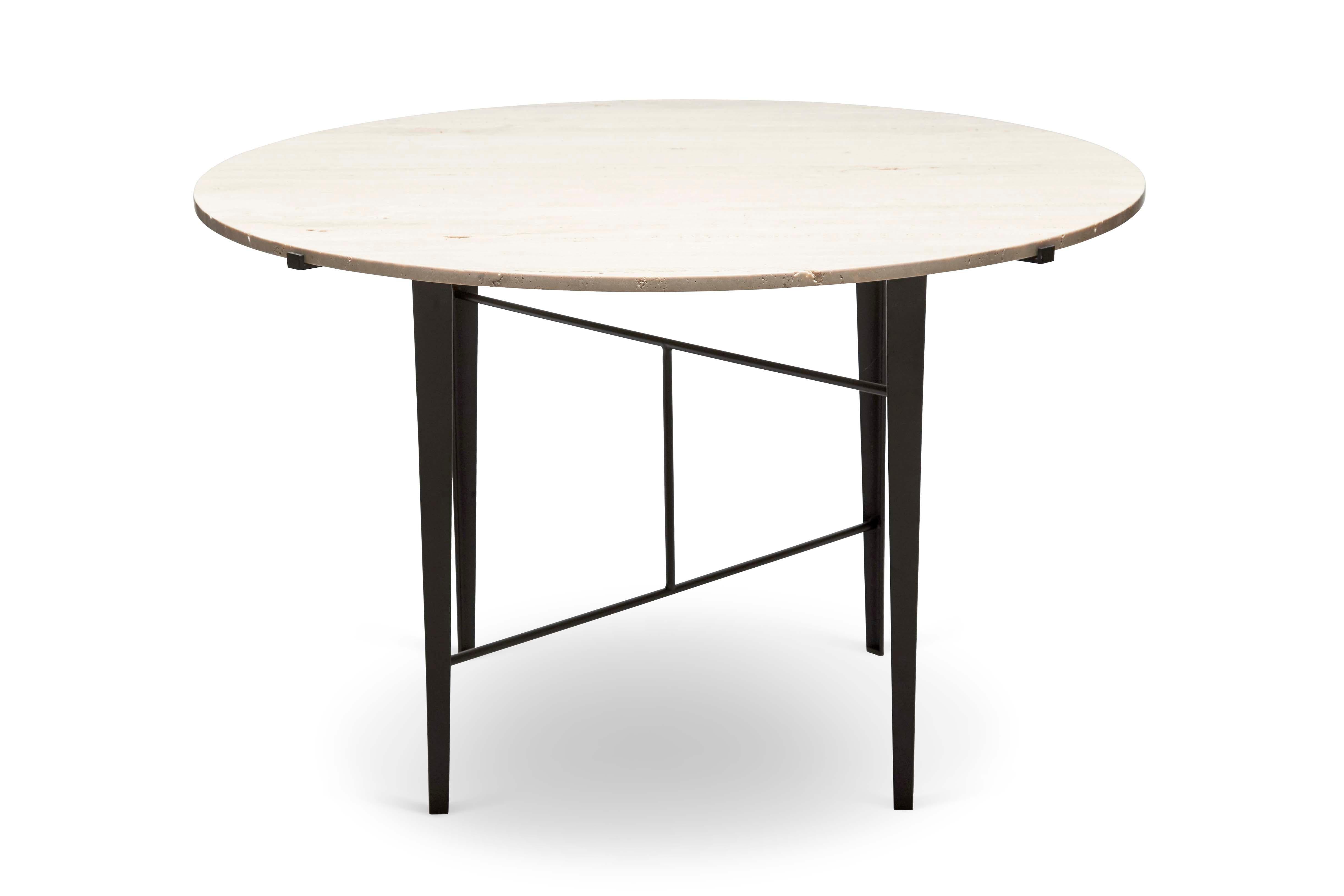 Powder-Coated Indoor / Outdoor Travertine Montrose Dining Table by Lawson-Fenning