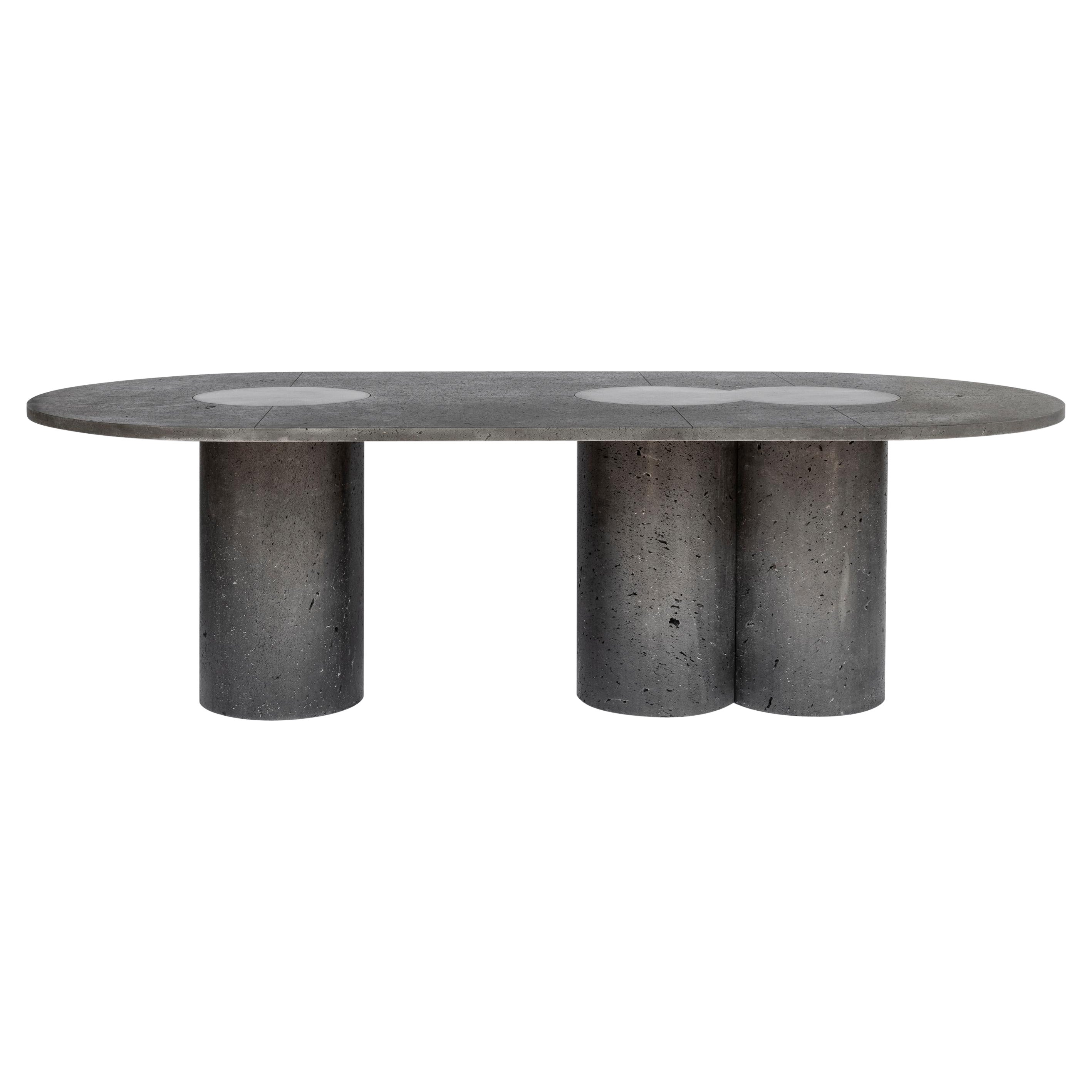 Mesa de Comedor Petra de Roca Volcánica para Interior/Exterior, Fabricada en México