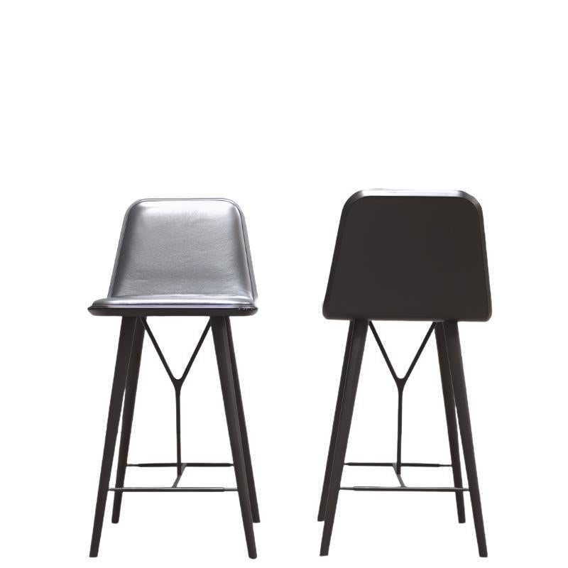 Modern Indor Fredericia Spine Bar Stool with Grey Upholstery